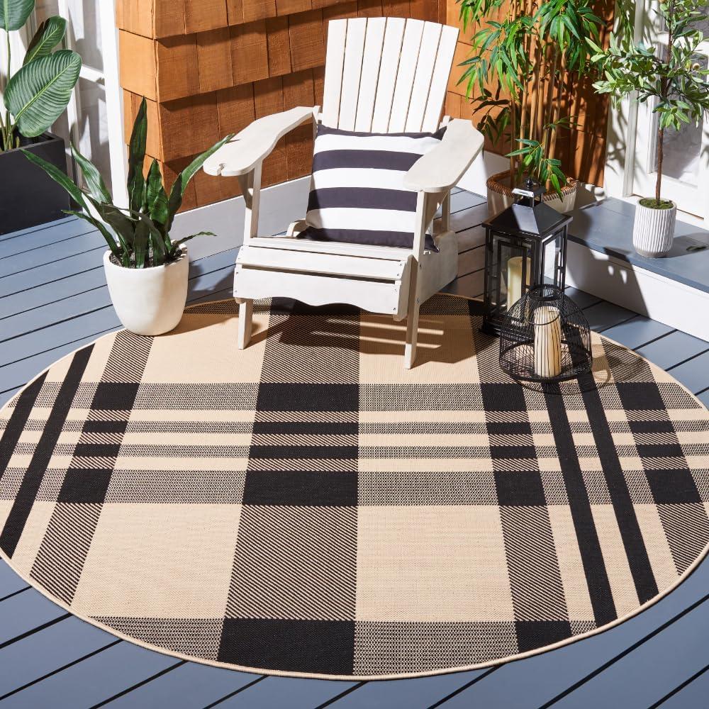 image:imageSAFAVIEH Washable Rug Outdoor Courtyard Collection 6 x 8 Red amp Bone Plaid Pattern NonShedding amp Easy Cleaning Ideal for Patio Entryway Mudroom Hallway Kitchen CY6201238BlackBone