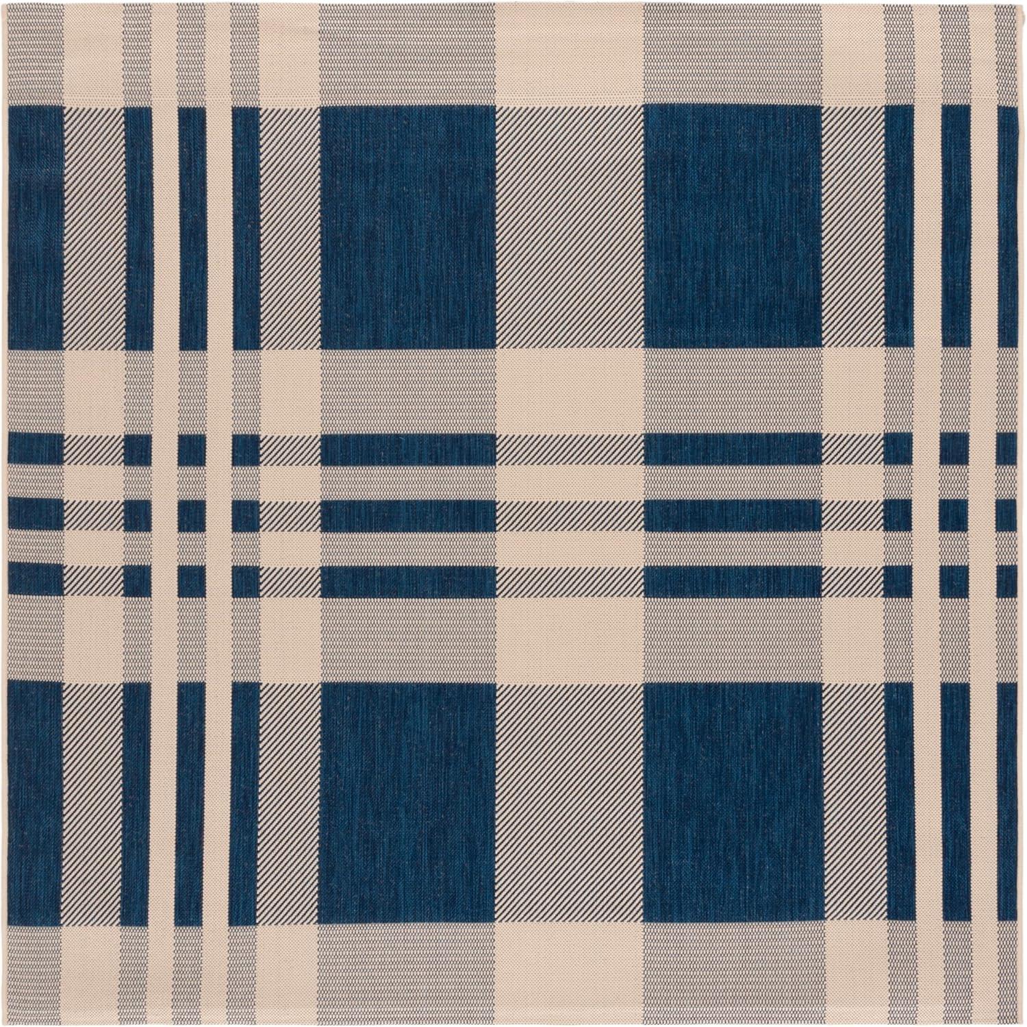 image:imageSAFAVIEH Washable Rug Outdoor Courtyard Collection 6 x 8 Red amp Bone Plaid Pattern NonShedding amp Easy Cleaning Ideal for Patio Entryway Mudroom Hallway Kitchen CY6201238NavyBeige