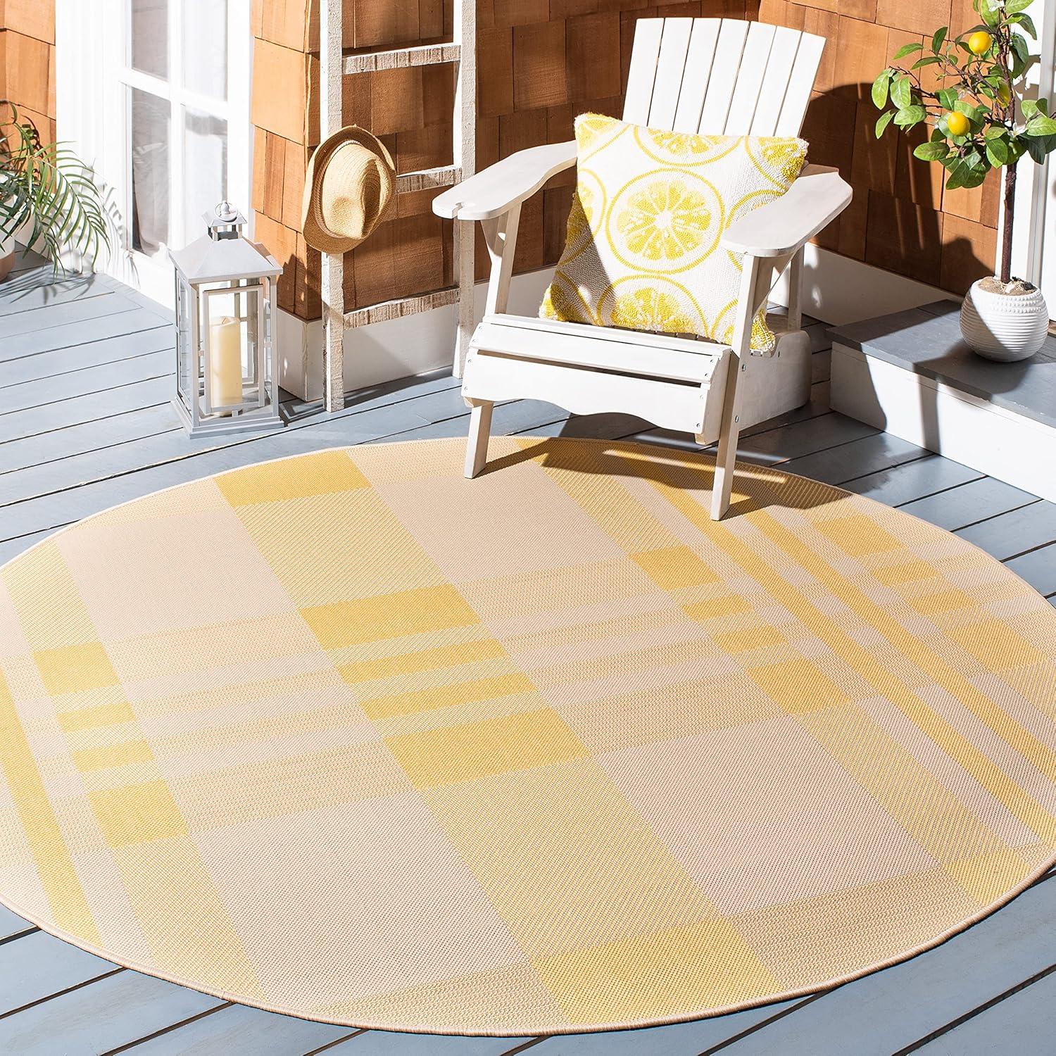 image:imageSAFAVIEH Washable Rug Outdoor Courtyard Collection 6 x 8 Red amp Bone Plaid Pattern NonShedding amp Easy Cleaning Ideal for Patio Entryway Mudroom Hallway Kitchen CY6201238GoldBeige