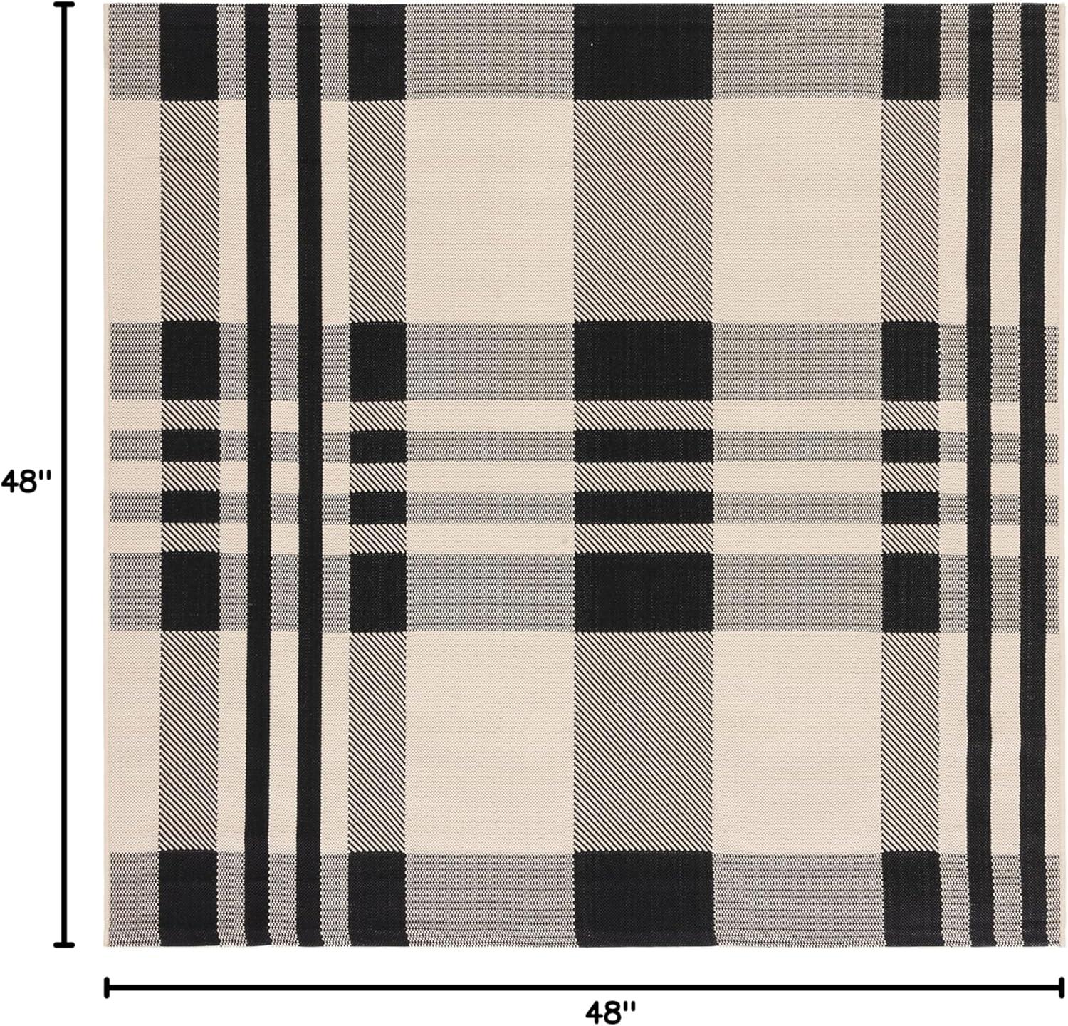 image:imageSAFAVIEH Washable Rug Outdoor Courtyard Collection 6 x 8 Red amp Bone Plaid Pattern NonShedding amp Easy Cleaning Ideal for Patio Entryway Mudroom Hallway Kitchen CY6201238BlackBone