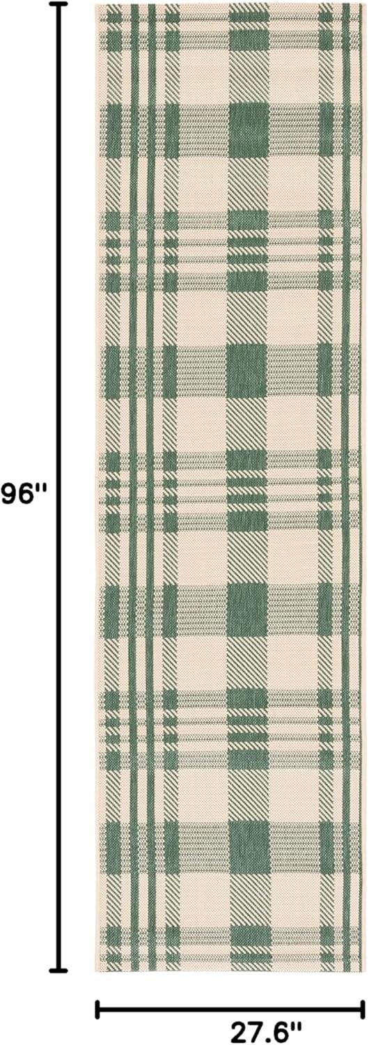 image:imageSAFAVIEH Washable Rug Outdoor Courtyard Collection 6 x 8 Red amp Bone Plaid Pattern NonShedding amp Easy Cleaning Ideal for Patio Entryway Mudroom Hallway Kitchen CY6201238GreenBeige