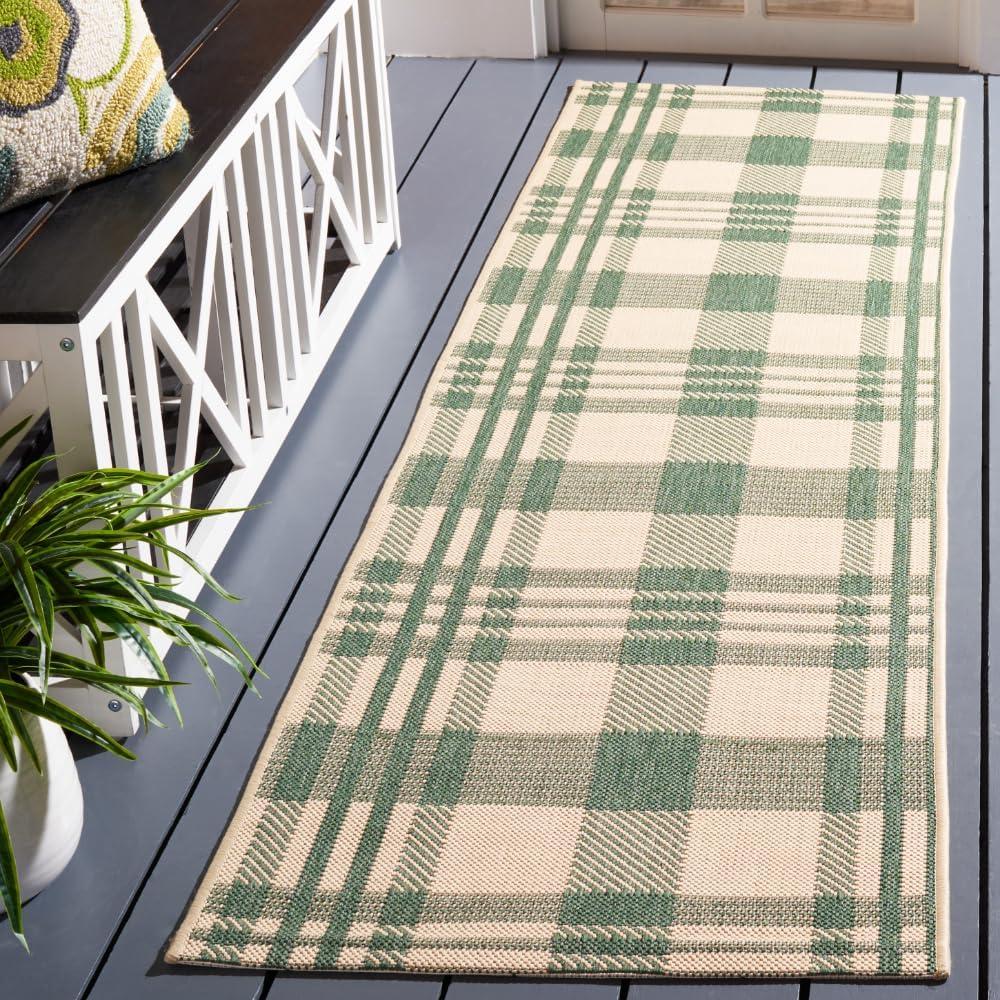 image:imageSAFAVIEH Washable Rug Outdoor Courtyard Collection 6 x 8 Red amp Bone Plaid Pattern NonShedding amp Easy Cleaning Ideal for Patio Entryway Mudroom Hallway Kitchen CY6201238GreenBeige
