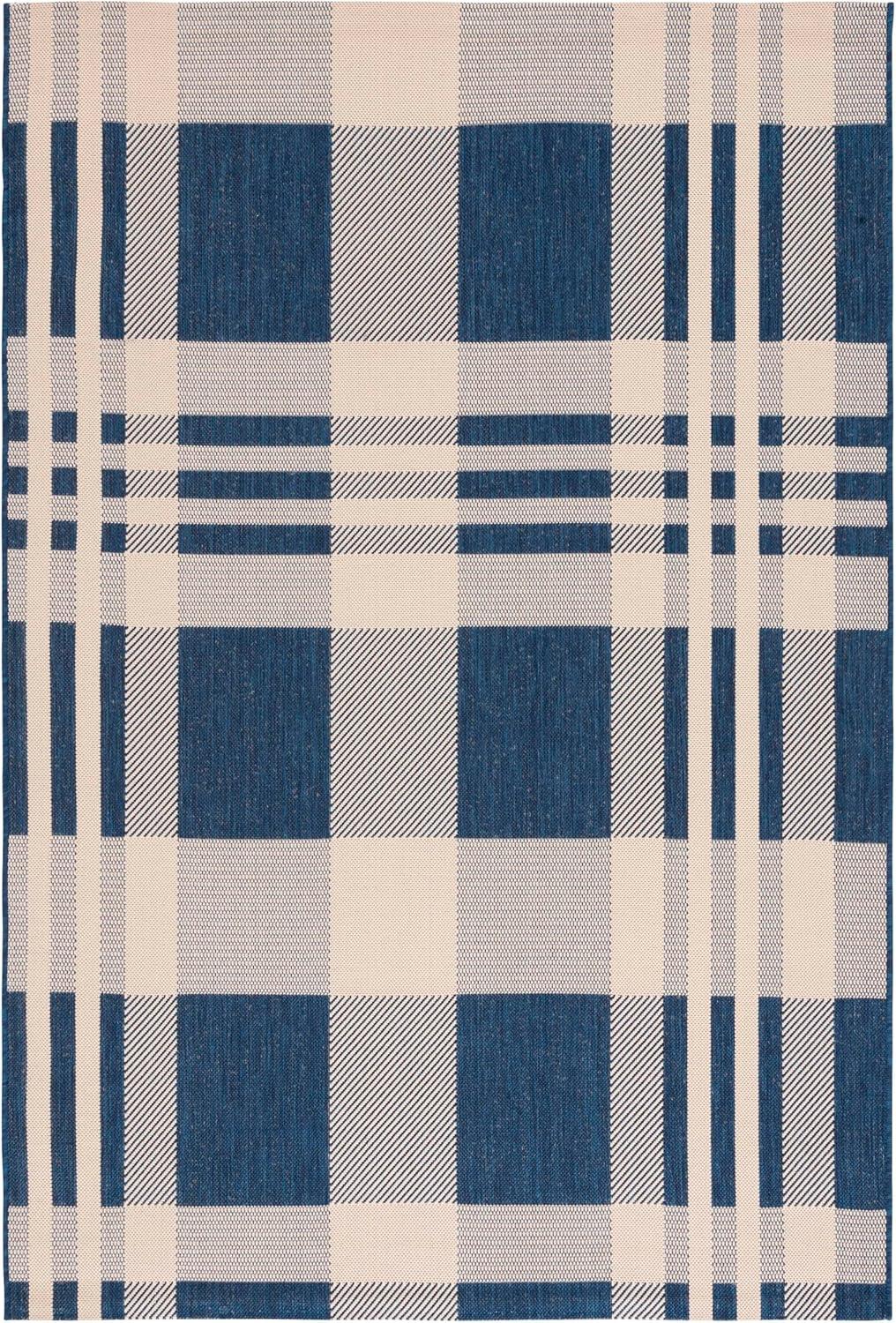 image:imageSAFAVIEH Washable Rug Outdoor Courtyard Collection 6 x 8 Red amp Bone Plaid Pattern NonShedding amp Easy Cleaning Ideal for Patio Entryway Mudroom Hallway Kitchen CY6201238NavyBeige