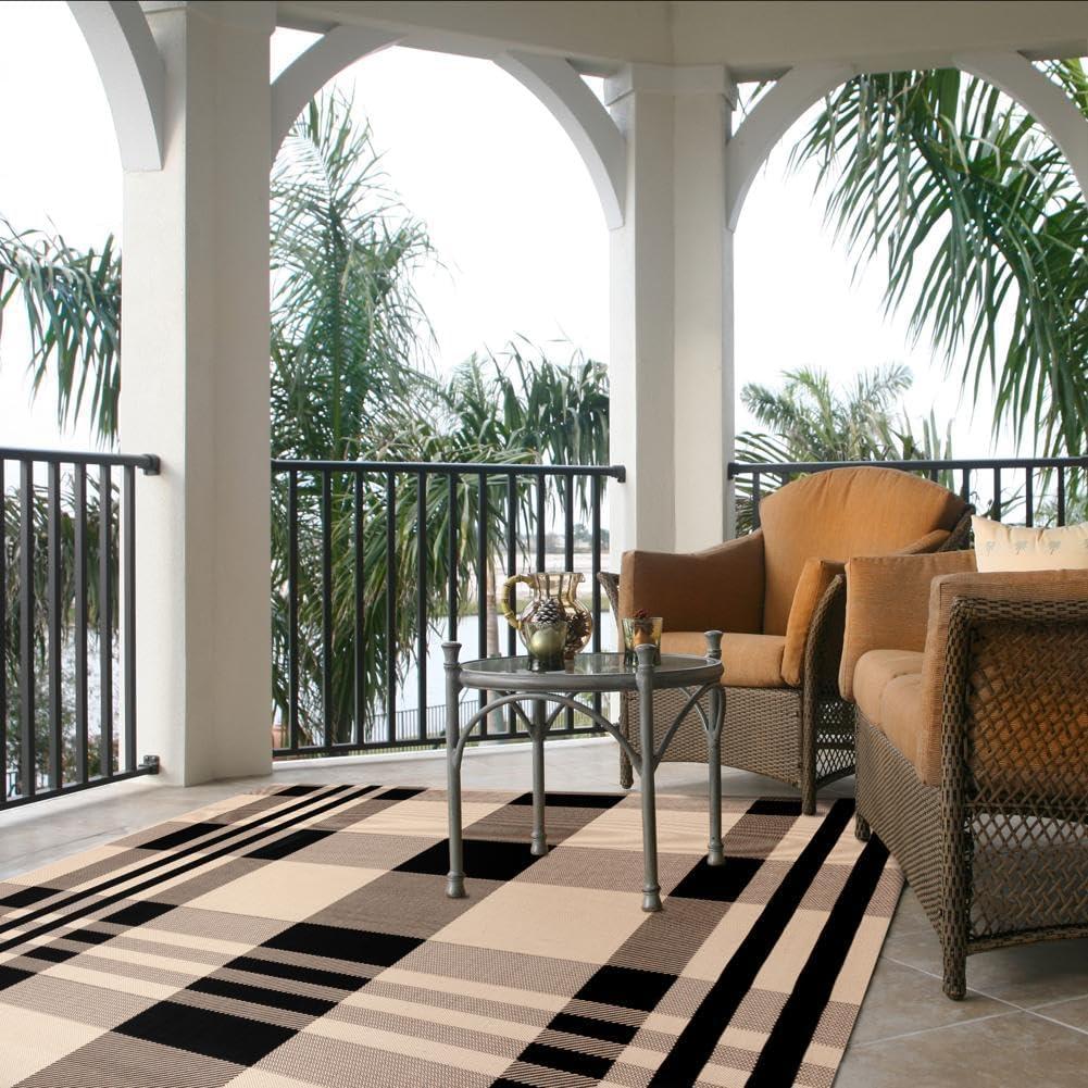 image:imageSAFAVIEH Washable Rug Outdoor Courtyard Collection 6 x 8 Red amp Bone Plaid Pattern NonShedding amp Easy Cleaning Ideal for Patio Entryway Mudroom Hallway Kitchen CY6201238BlackBone