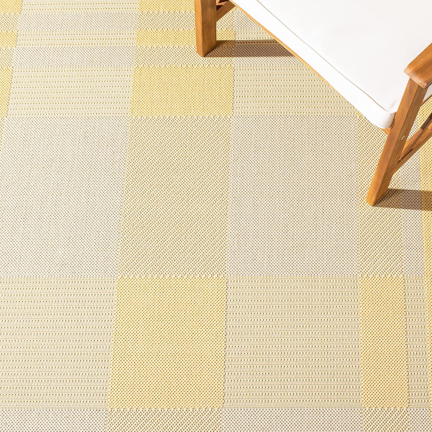 image:imageSAFAVIEH Washable Rug Outdoor Courtyard Collection 6 x 8 Red amp Bone Plaid Pattern NonShedding amp Easy Cleaning Ideal for Patio Entryway Mudroom Hallway Kitchen CY6201238GoldBeige