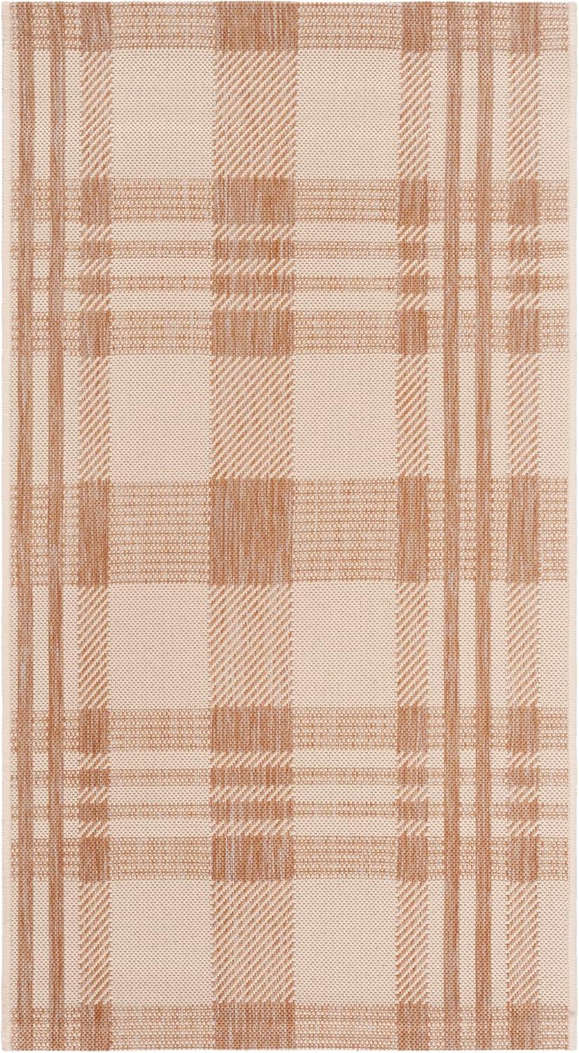 image:imageSAFAVIEH Washable Rug Outdoor Courtyard Collection 6 x 8 Red amp Bone Plaid Pattern NonShedding amp Easy Cleaning Ideal for Patio Entryway Mudroom Hallway Kitchen CY6201238NaturalBeige