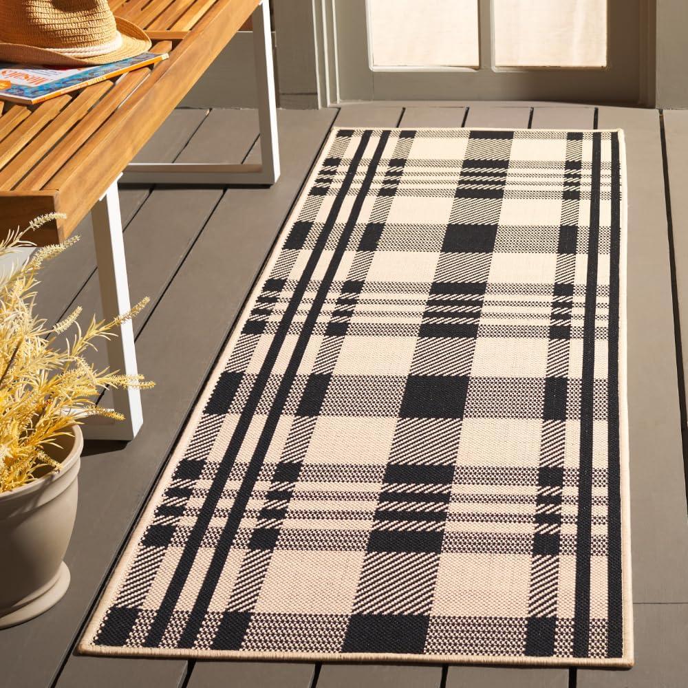 image:imageSAFAVIEH Washable Rug Outdoor Courtyard Collection 6 x 8 Red amp Bone Plaid Pattern NonShedding amp Easy Cleaning Ideal for Patio Entryway Mudroom Hallway Kitchen CY6201238BlackBone