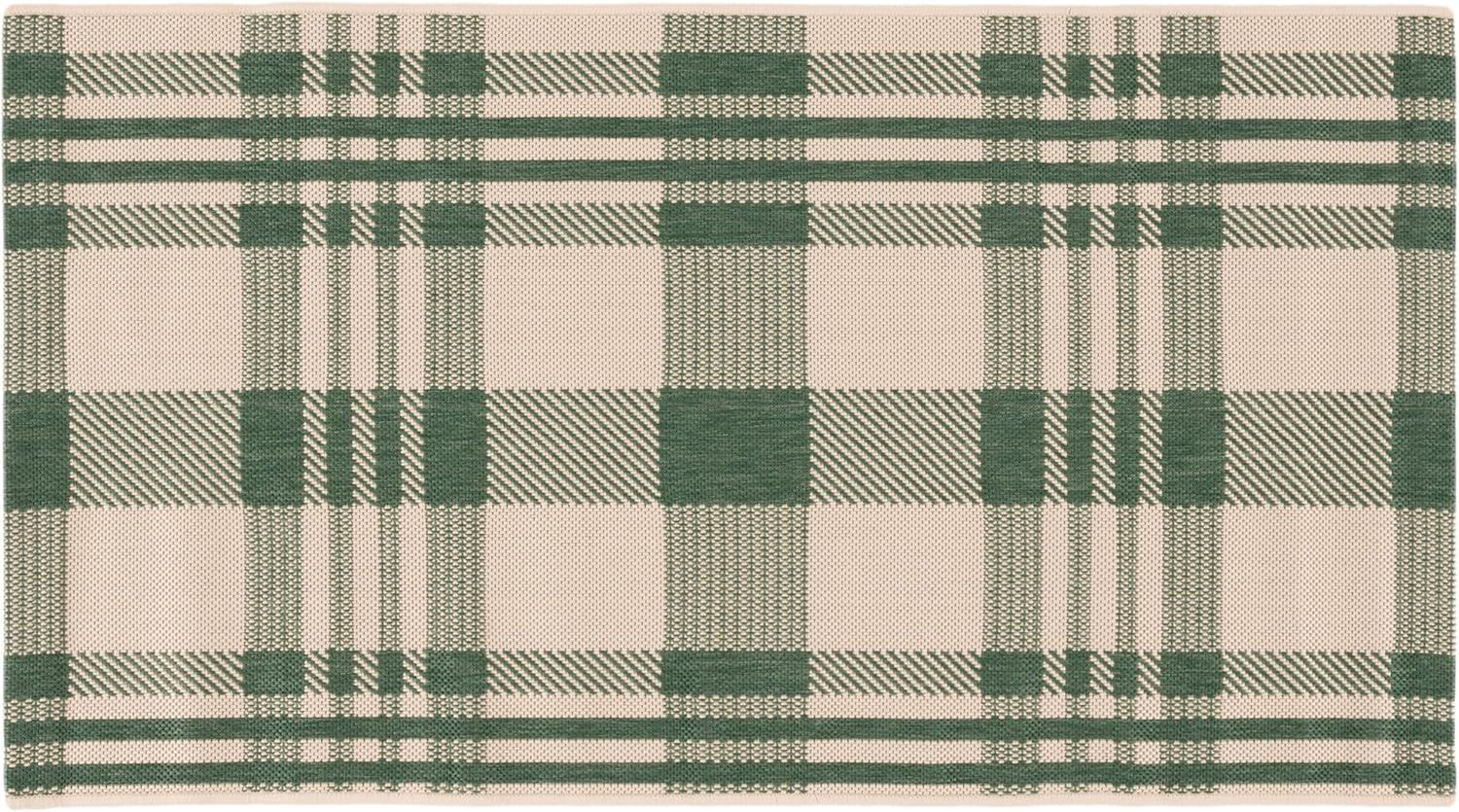 image:imageSAFAVIEH Washable Rug Outdoor Courtyard Collection 6 x 8 Red amp Bone Plaid Pattern NonShedding amp Easy Cleaning Ideal for Patio Entryway Mudroom Hallway Kitchen CY6201238GreenBeige