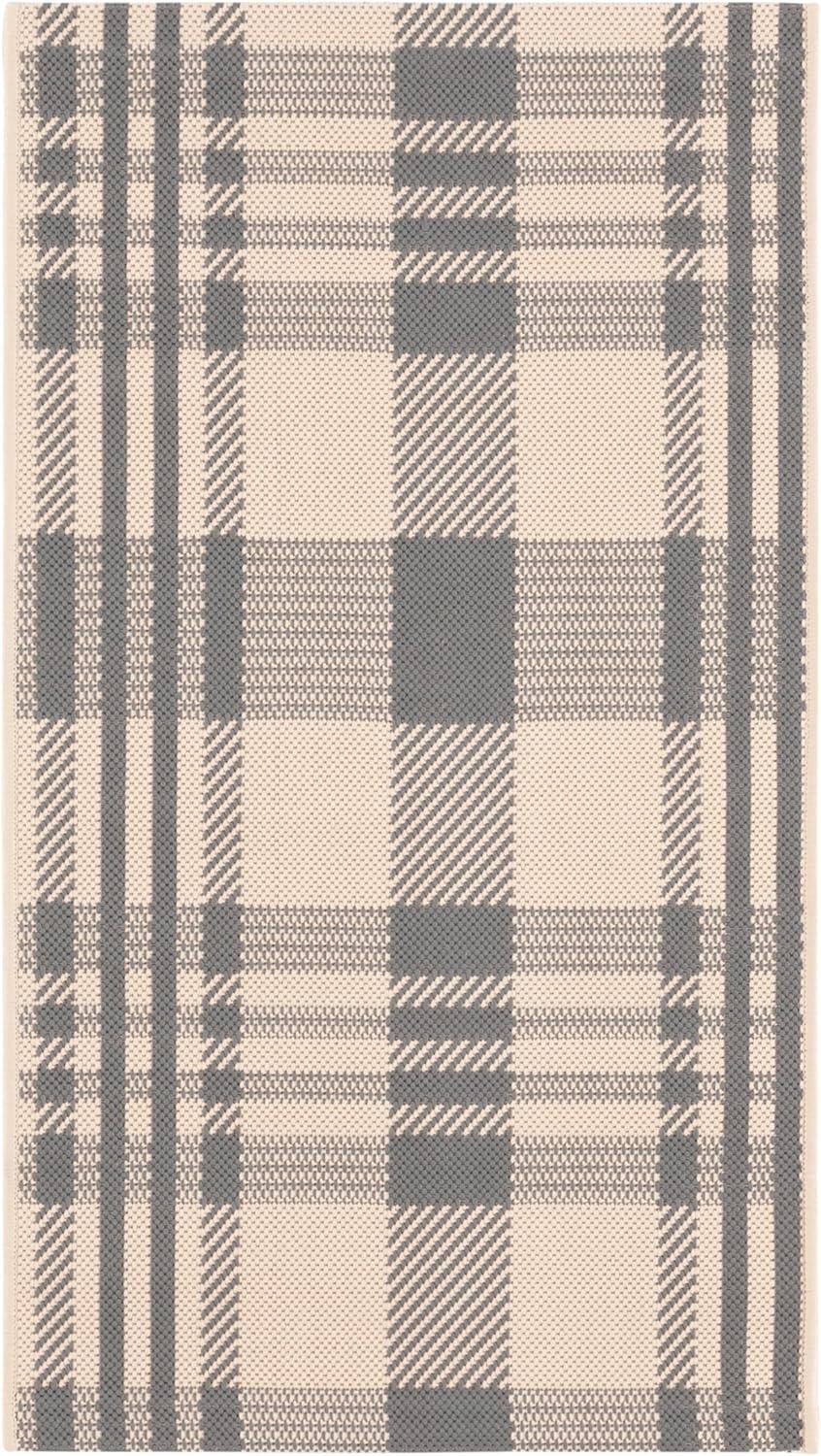image:imageSAFAVIEH Washable Rug Outdoor Courtyard Collection 6 x 8 Red amp Bone Plaid Pattern NonShedding amp Easy Cleaning Ideal for Patio Entryway Mudroom Hallway Kitchen CY6201238GreyBone