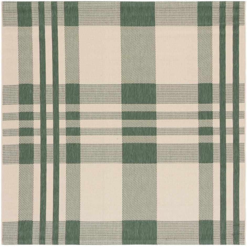 image:imageSAFAVIEH Washable Rug Outdoor Courtyard Collection 6 x 8 Red amp Bone Plaid Pattern NonShedding amp Easy Cleaning Ideal for Patio Entryway Mudroom Hallway Kitchen CY6201238GreenBeige