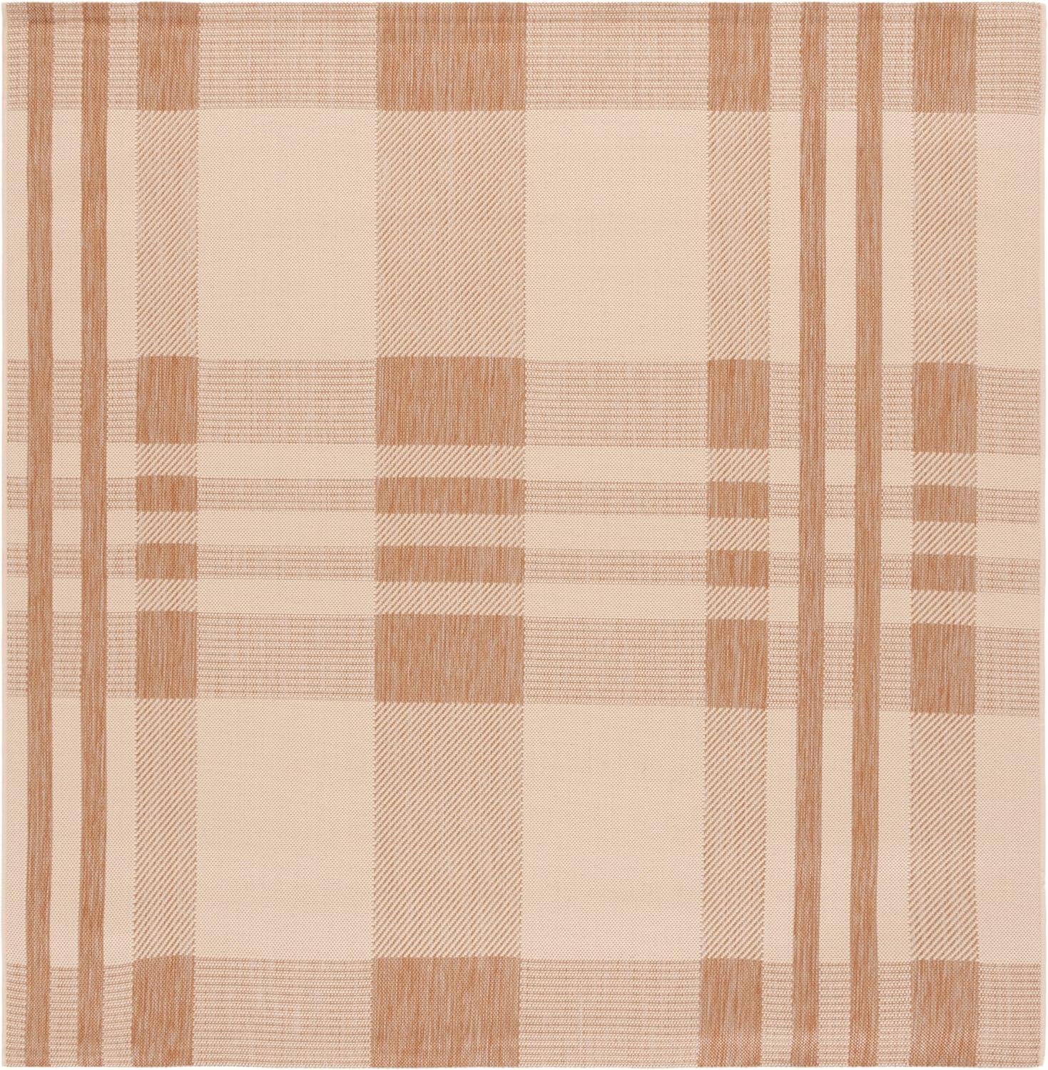 image:imageSAFAVIEH Washable Rug Outdoor Courtyard Collection 6 x 8 Red amp Bone Plaid Pattern NonShedding amp Easy Cleaning Ideal for Patio Entryway Mudroom Hallway Kitchen CY6201238NaturalBeige
