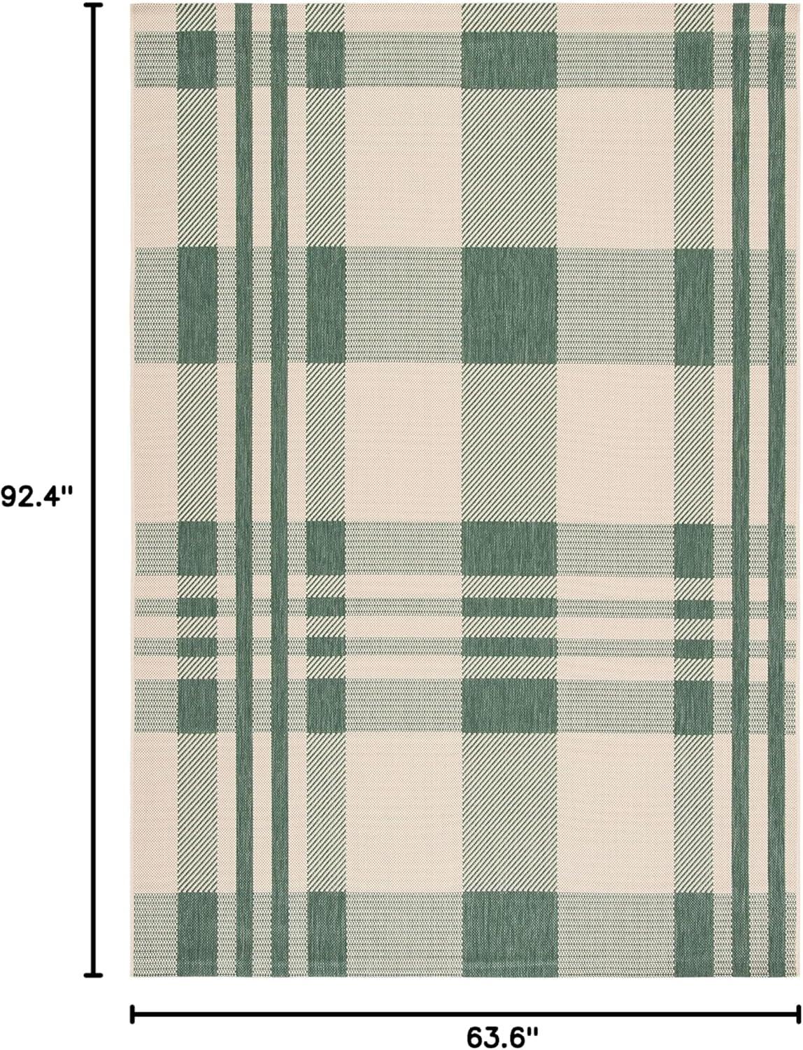 image:imageSAFAVIEH Washable Rug Outdoor Courtyard Collection 6 x 8 Red amp Bone Plaid Pattern NonShedding amp Easy Cleaning Ideal for Patio Entryway Mudroom Hallway Kitchen CY6201238GreenBeige