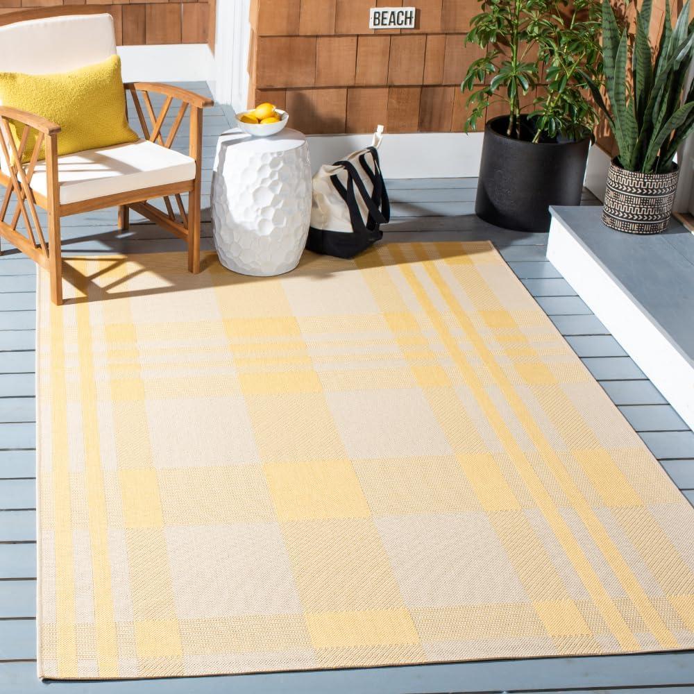 image:imageSAFAVIEH Washable Rug Outdoor Courtyard Collection 6 x 8 Red amp Bone Plaid Pattern NonShedding amp Easy Cleaning Ideal for Patio Entryway Mudroom Hallway Kitchen CY6201238GoldBeige