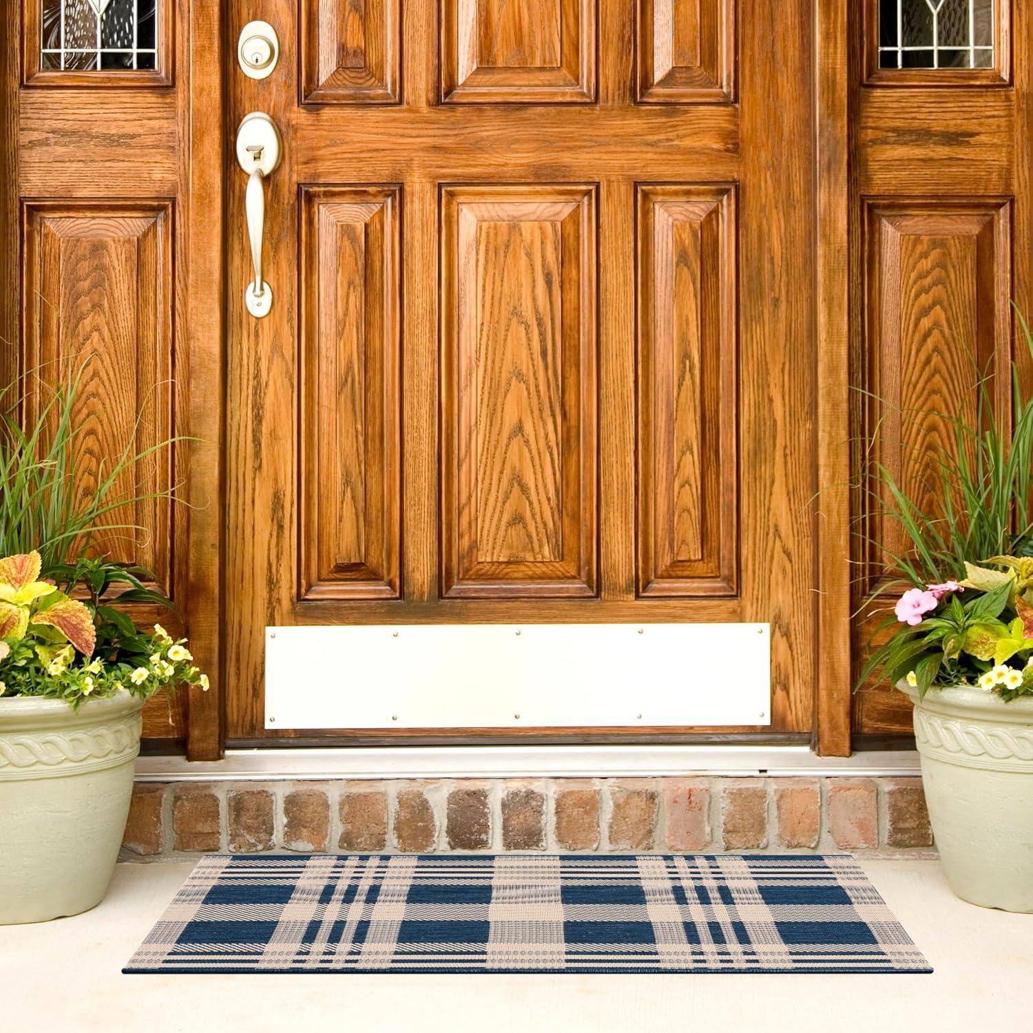 image:imageSAFAVIEH Washable Rug Outdoor Courtyard Collection 6 x 8 Red amp Bone Plaid Pattern NonShedding amp Easy Cleaning Ideal for Patio Entryway Mudroom Hallway Kitchen CY6201238NavyBeige