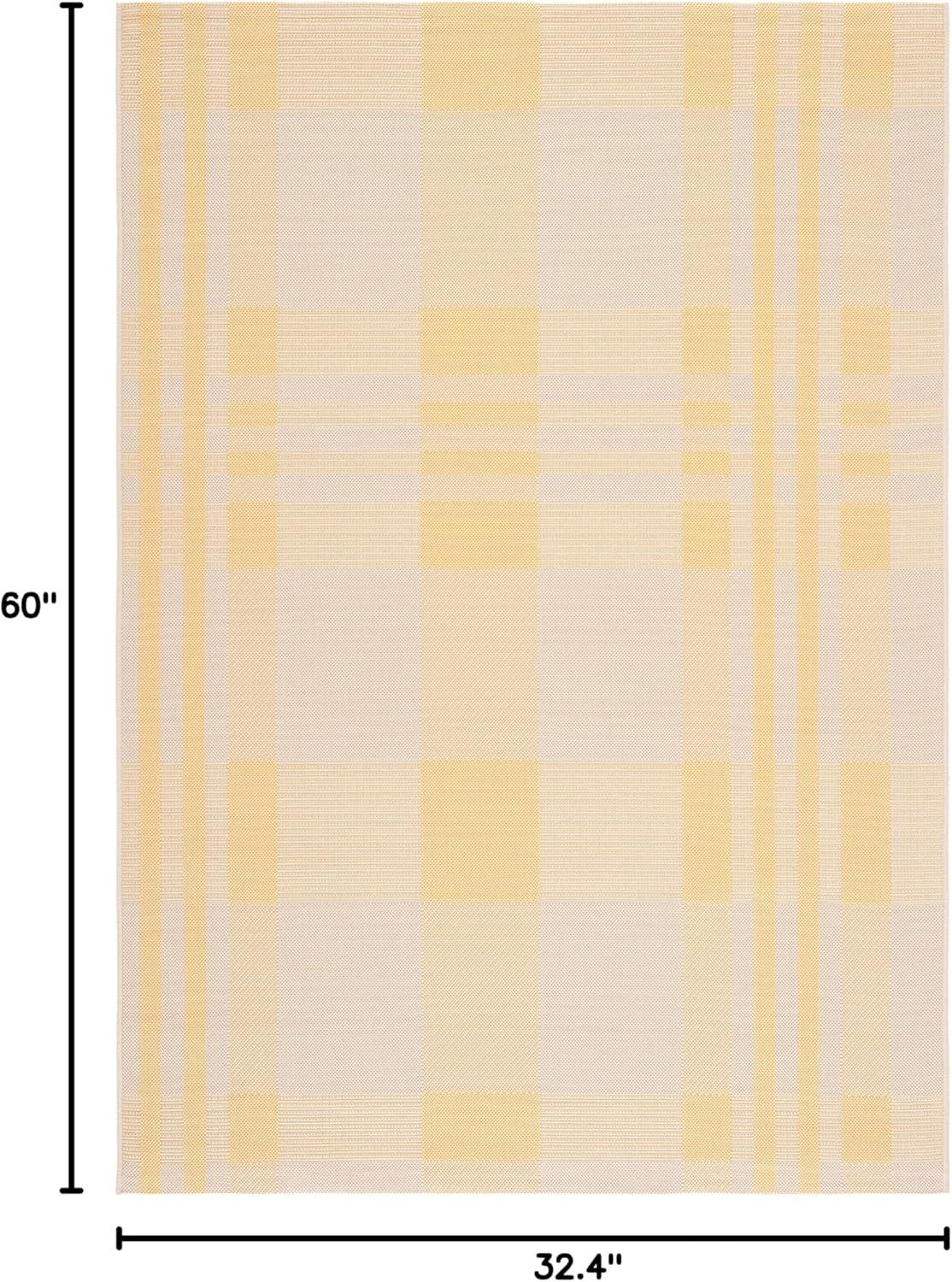 image:imageSAFAVIEH Washable Rug Outdoor Courtyard Collection 6 x 8 Red amp Bone Plaid Pattern NonShedding amp Easy Cleaning Ideal for Patio Entryway Mudroom Hallway Kitchen CY6201238GoldBeige