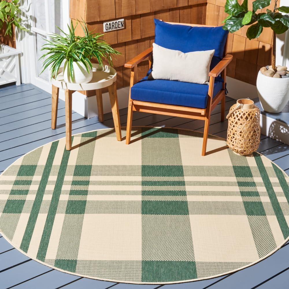 image:imageSAFAVIEH Washable Rug Outdoor Courtyard Collection 6 x 8 Red amp Bone Plaid Pattern NonShedding amp Easy Cleaning Ideal for Patio Entryway Mudroom Hallway Kitchen CY6201238GreenBeige