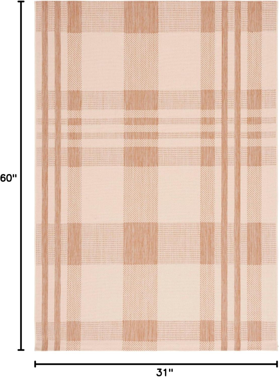 image:imageSAFAVIEH Washable Rug Outdoor Courtyard Collection 6 x 8 Red amp Bone Plaid Pattern NonShedding amp Easy Cleaning Ideal for Patio Entryway Mudroom Hallway Kitchen CY6201238NaturalBeige