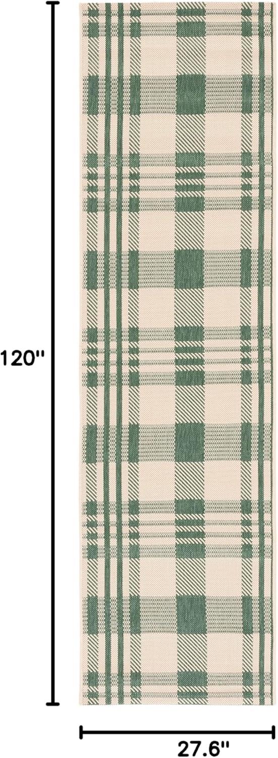 image:imageSAFAVIEH Washable Rug Outdoor Courtyard Collection 6 x 8 Red amp Bone Plaid Pattern NonShedding amp Easy Cleaning Ideal for Patio Entryway Mudroom Hallway Kitchen CY6201238GreenBeige