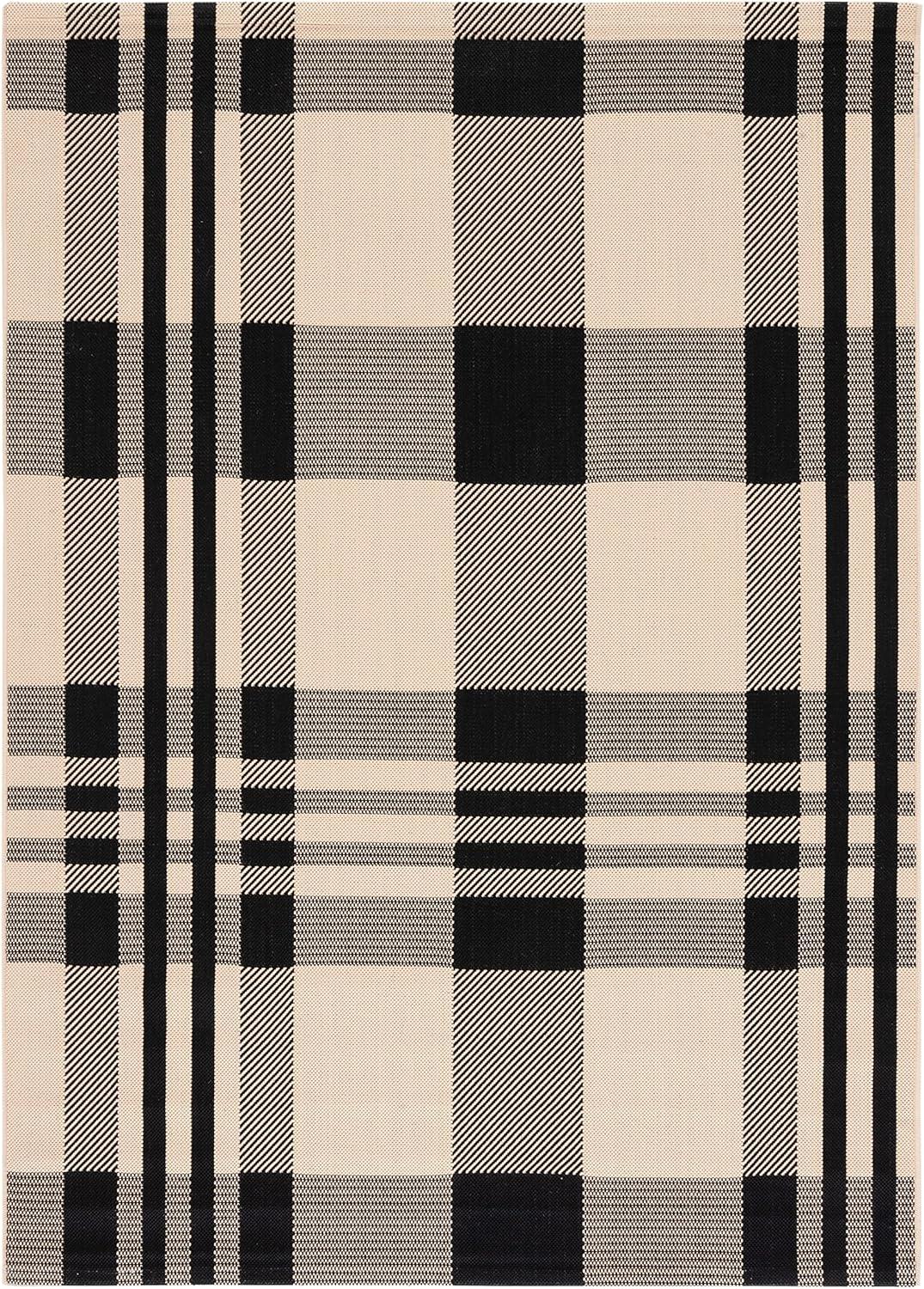 image:imageSAFAVIEH Washable Rug Outdoor Courtyard Collection 6 x 8 Red amp Bone Plaid Pattern NonShedding amp Easy Cleaning Ideal for Patio Entryway Mudroom Hallway Kitchen CY6201238BlackBone