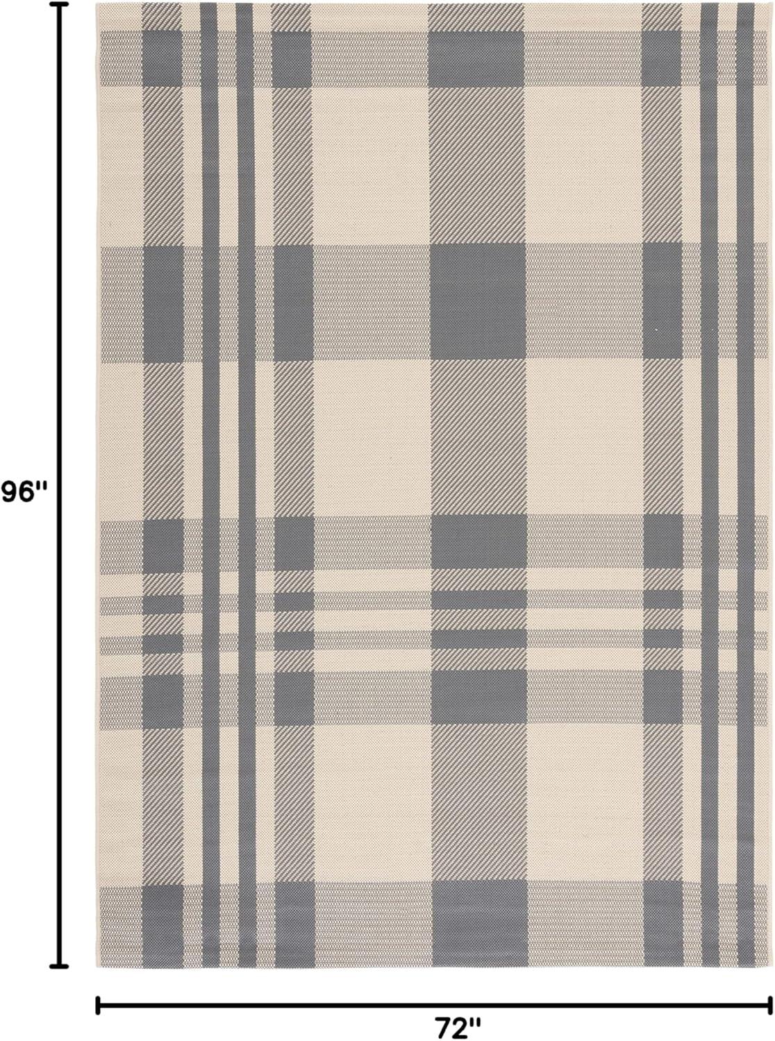image:imageSAFAVIEH Washable Rug Outdoor Courtyard Collection 6 x 8 Red amp Bone Plaid Pattern NonShedding amp Easy Cleaning Ideal for Patio Entryway Mudroom Hallway Kitchen CY6201238GreyBone