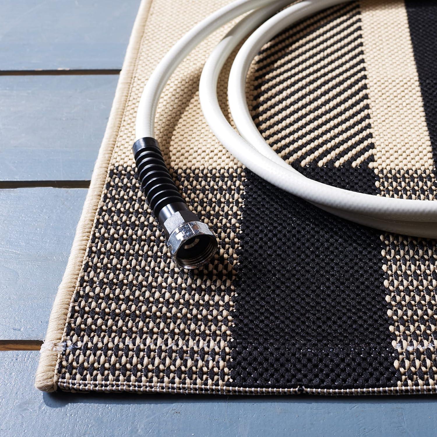 image:imageSAFAVIEH Washable Rug Outdoor Courtyard Collection 6 x 8 Red amp Bone Plaid Pattern NonShedding amp Easy Cleaning Ideal for Patio Entryway Mudroom Hallway Kitchen CY6201238BlackBone