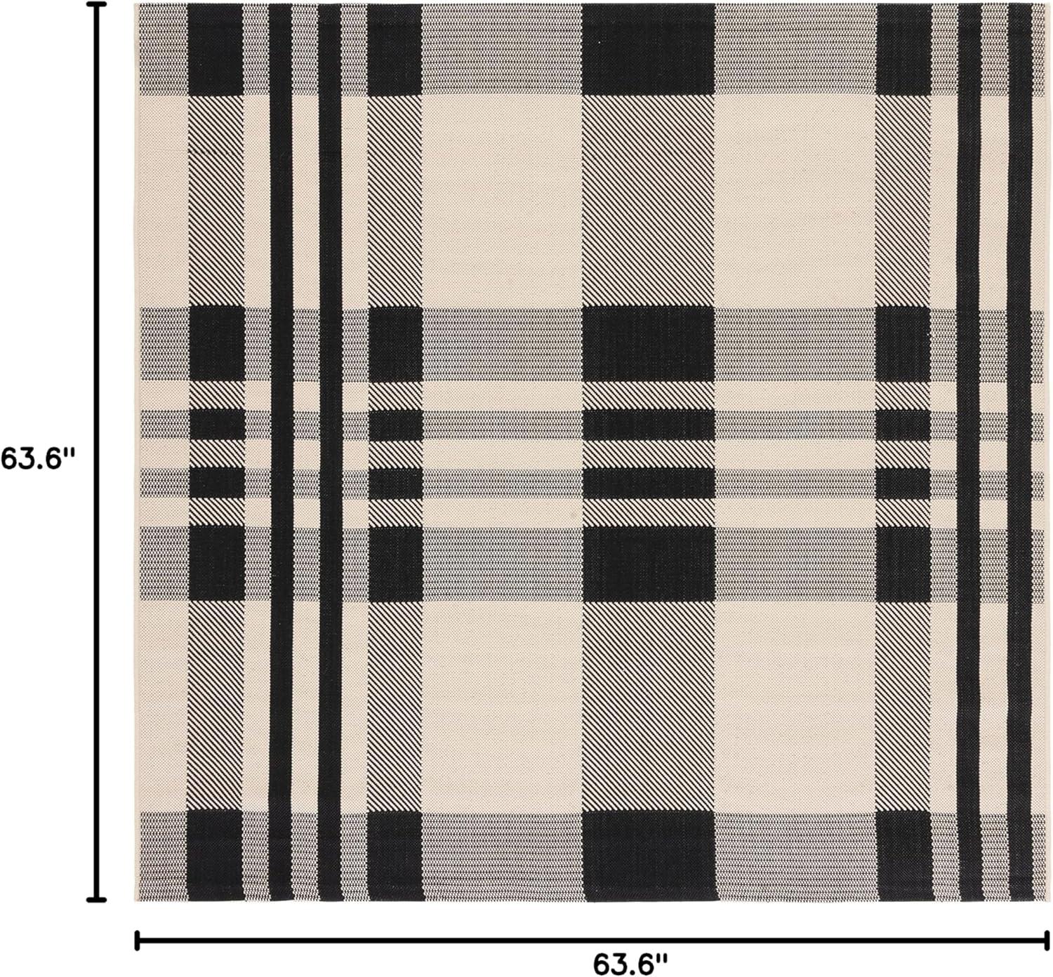 image:imageSAFAVIEH Washable Rug Outdoor Courtyard Collection 6 x 8 Red amp Bone Plaid Pattern NonShedding amp Easy Cleaning Ideal for Patio Entryway Mudroom Hallway Kitchen CY6201238BlackBone