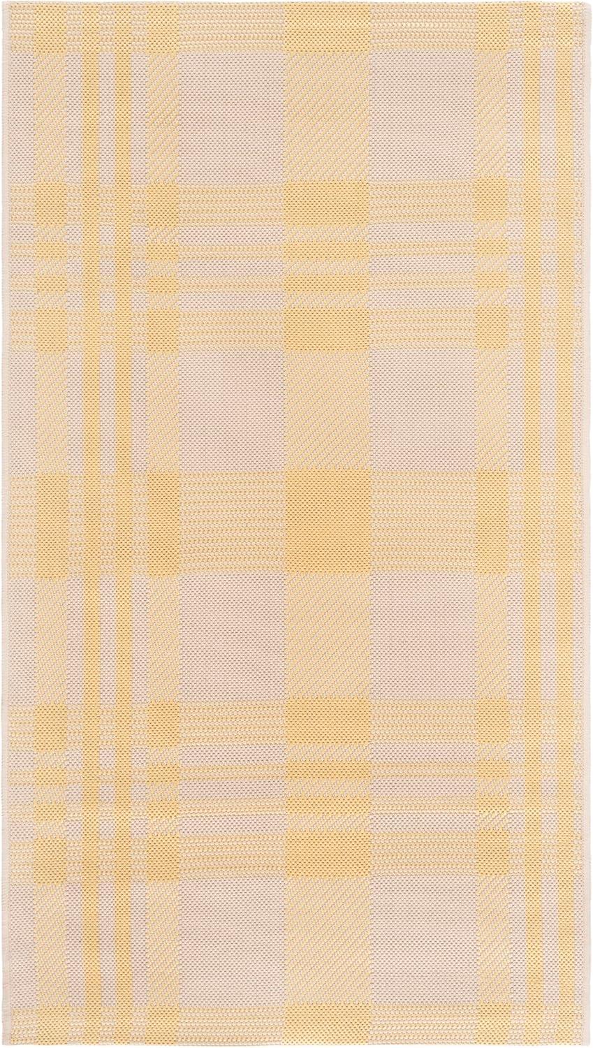 image:imageSAFAVIEH Washable Rug Outdoor Courtyard Collection 6 x 8 Red amp Bone Plaid Pattern NonShedding amp Easy Cleaning Ideal for Patio Entryway Mudroom Hallway Kitchen CY6201238GoldBeige