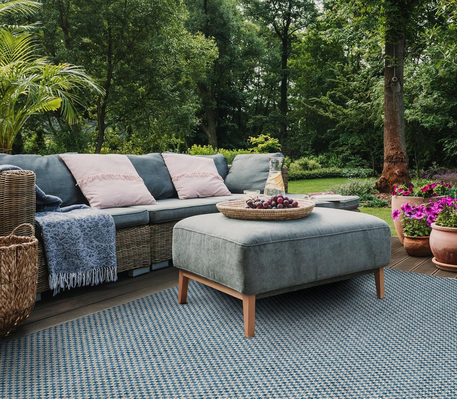 image:imageSAFAVIEH Washable Rug Outdoor Courtyard Collection 8 x 10 Light Blue amp Light Grey NonShedding amp Easy Cleaning Ideal for Patio Backyard Mudroom DIning Space CY865337121BlueLight Grey