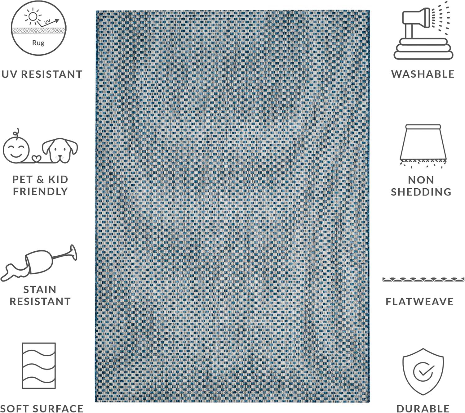 image:imageSAFAVIEH Washable Rug Outdoor Courtyard Collection 8 x 10 Light Blue amp Light Grey NonShedding amp Easy Cleaning Ideal for Patio Backyard Mudroom DIning Space CY865337121BlueLight Grey