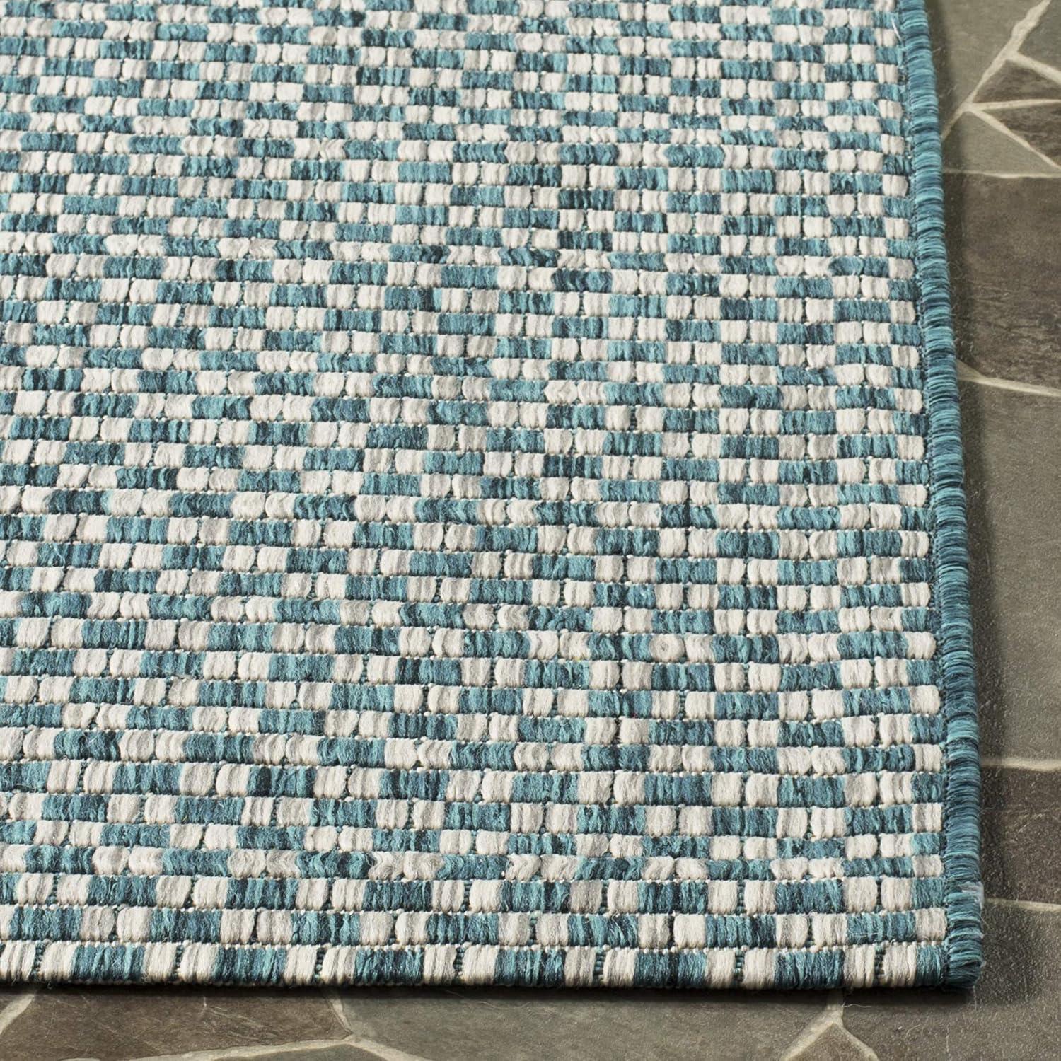 image:imageSAFAVIEH Washable Rug Outdoor Courtyard Collection 8 x 10 Light Blue amp Light Grey NonShedding amp Easy Cleaning Ideal for Patio Backyard Mudroom DIning Space CY865337121TurquoiseLight Grey
