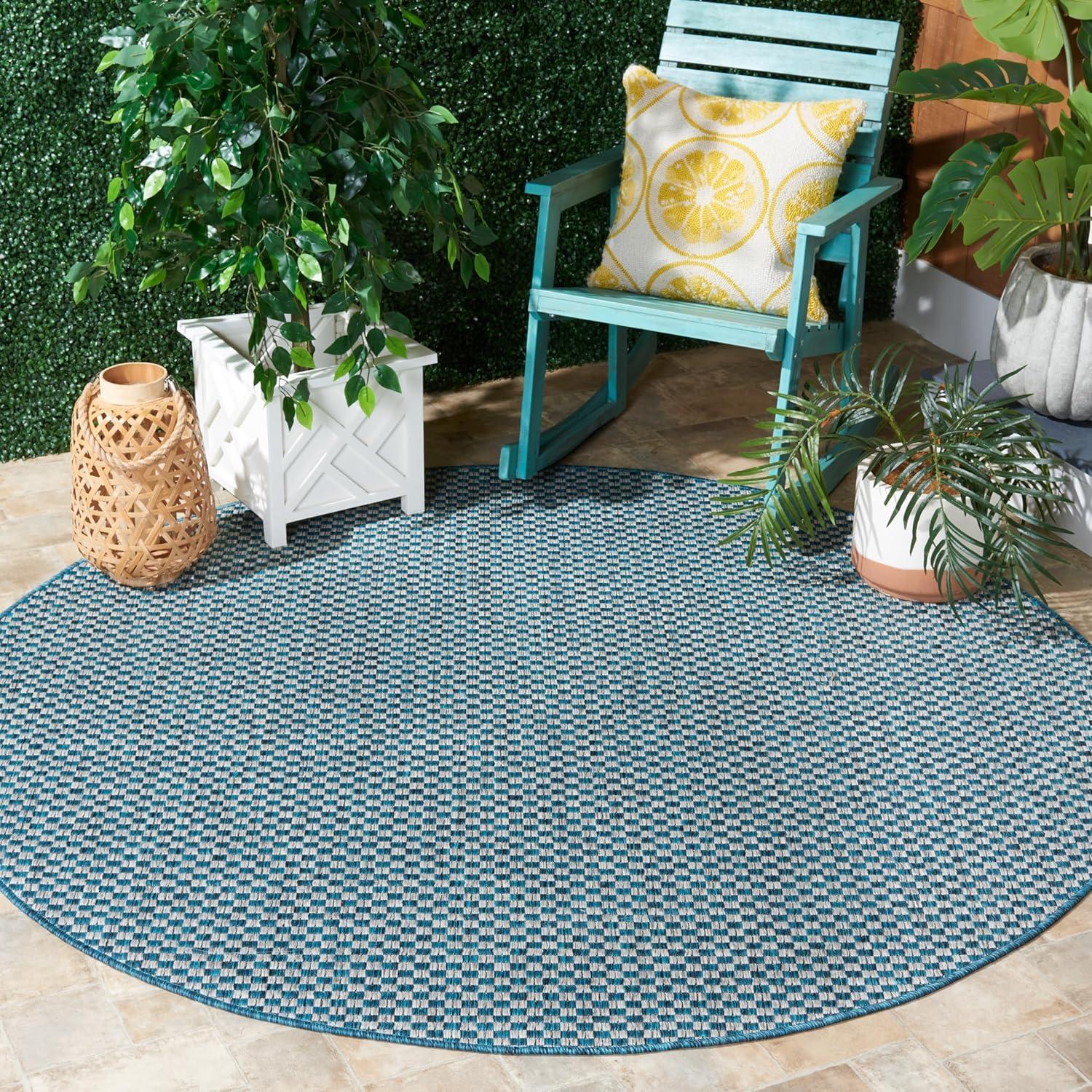 image:imageSAFAVIEH Washable Rug Outdoor Courtyard Collection 8 x 10 Light Blue amp Light Grey NonShedding amp Easy Cleaning Ideal for Patio Backyard Mudroom DIning Space CY865337121TurquoiseLight Grey