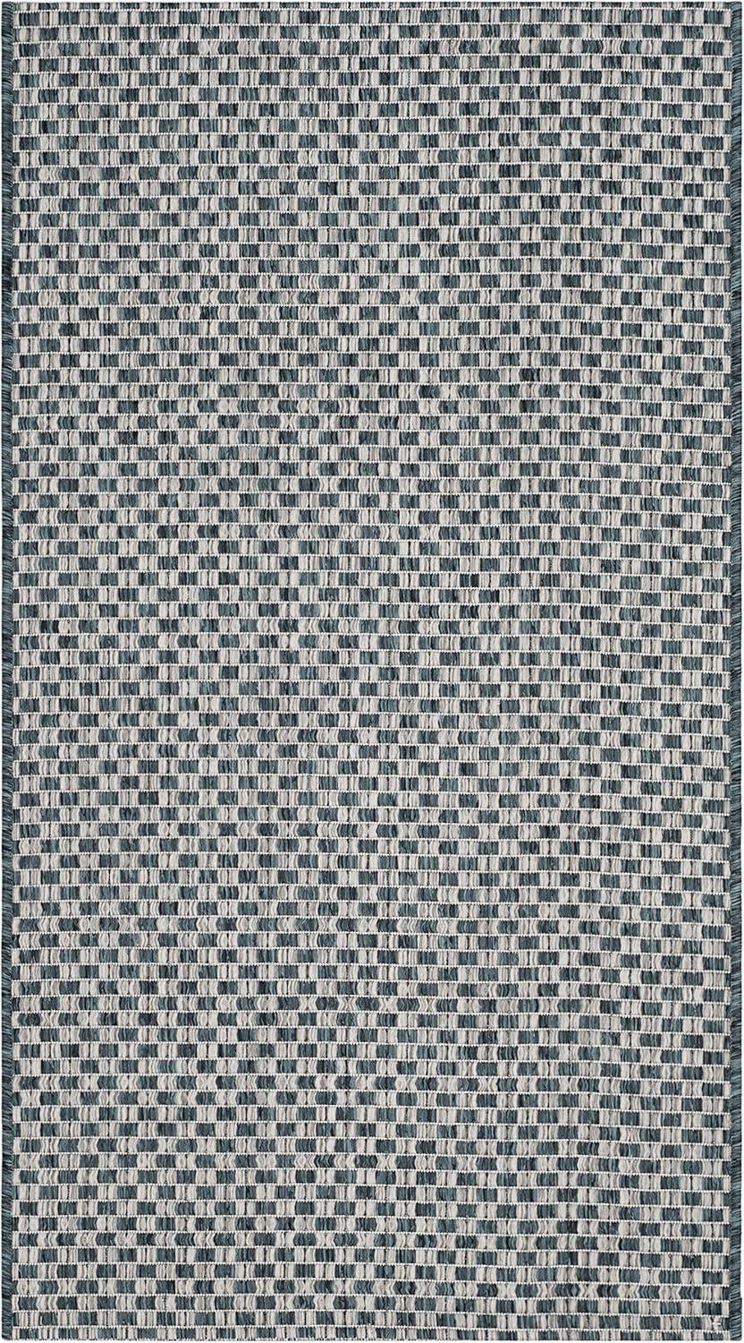 image:imageSAFAVIEH Washable Rug Outdoor Courtyard Collection 8 x 10 Light Blue amp Light Grey NonShedding amp Easy Cleaning Ideal for Patio Backyard Mudroom DIning Space CY865337121TurquoiseLight Grey