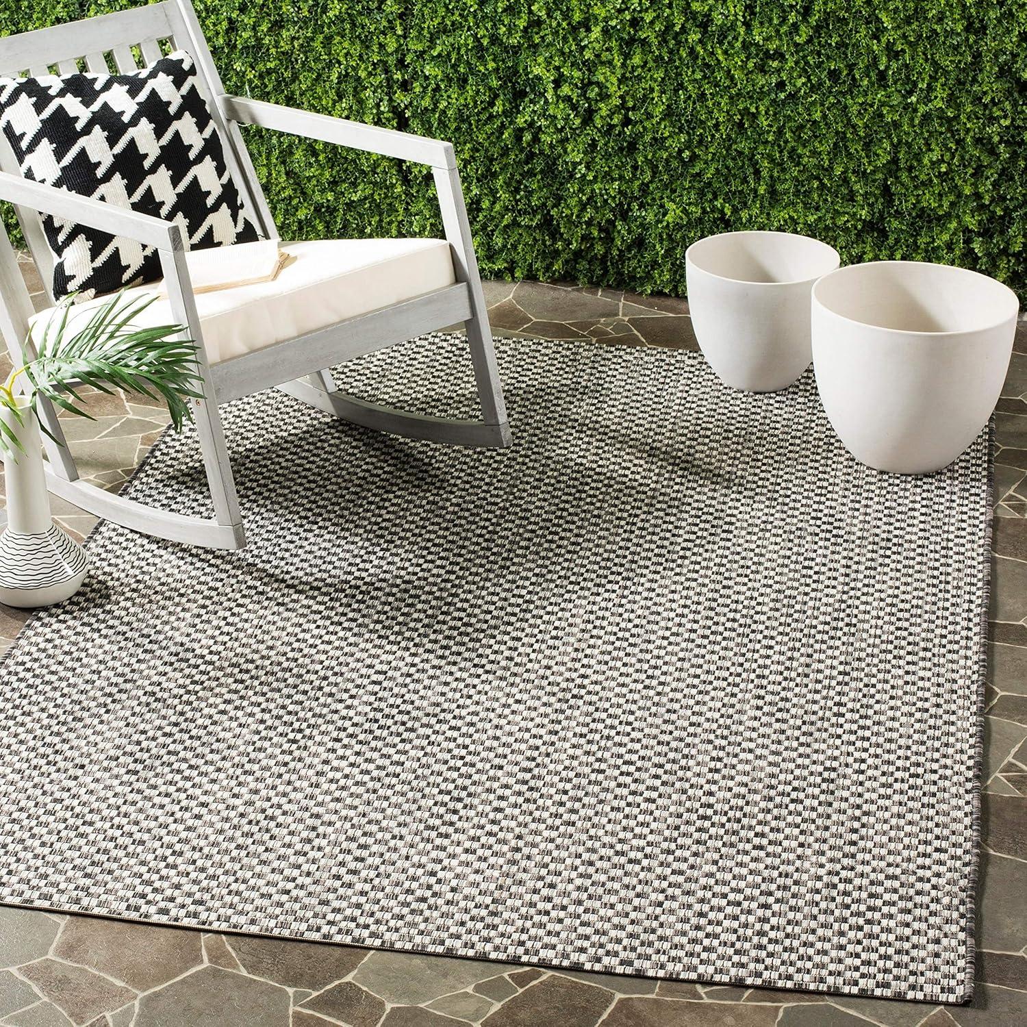 image:imageSAFAVIEH Washable Rug Outdoor Courtyard Collection 8 x 10 Light Blue amp Light Grey NonShedding amp Easy Cleaning Ideal for Patio Backyard Mudroom DIning Space CY865337121BlackLight Grey