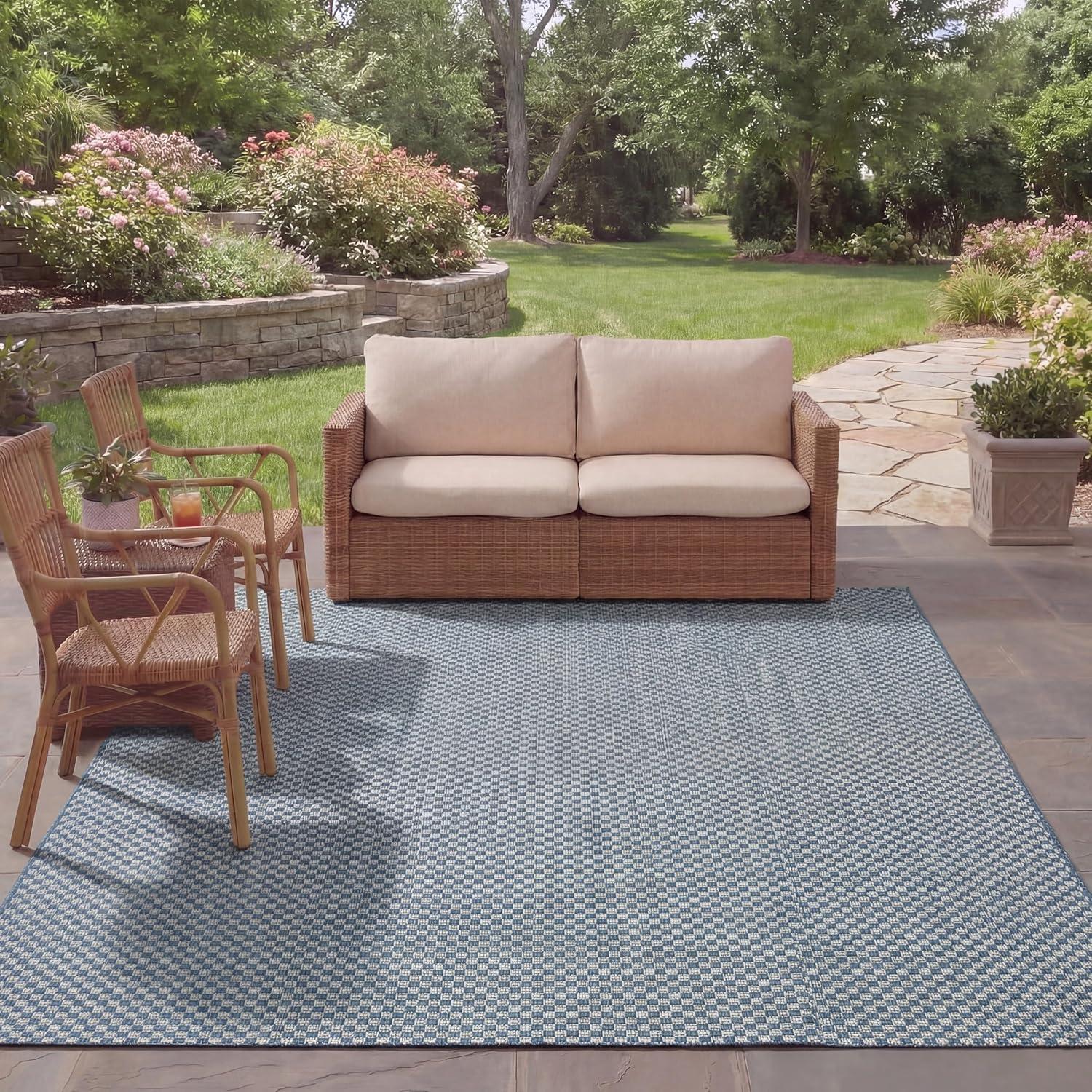 image:imageSAFAVIEH Washable Rug Outdoor Courtyard Collection 8 x 10 Light Blue amp Light Grey NonShedding amp Easy Cleaning Ideal for Patio Backyard Mudroom DIning Space CY865337121BlueLight Grey