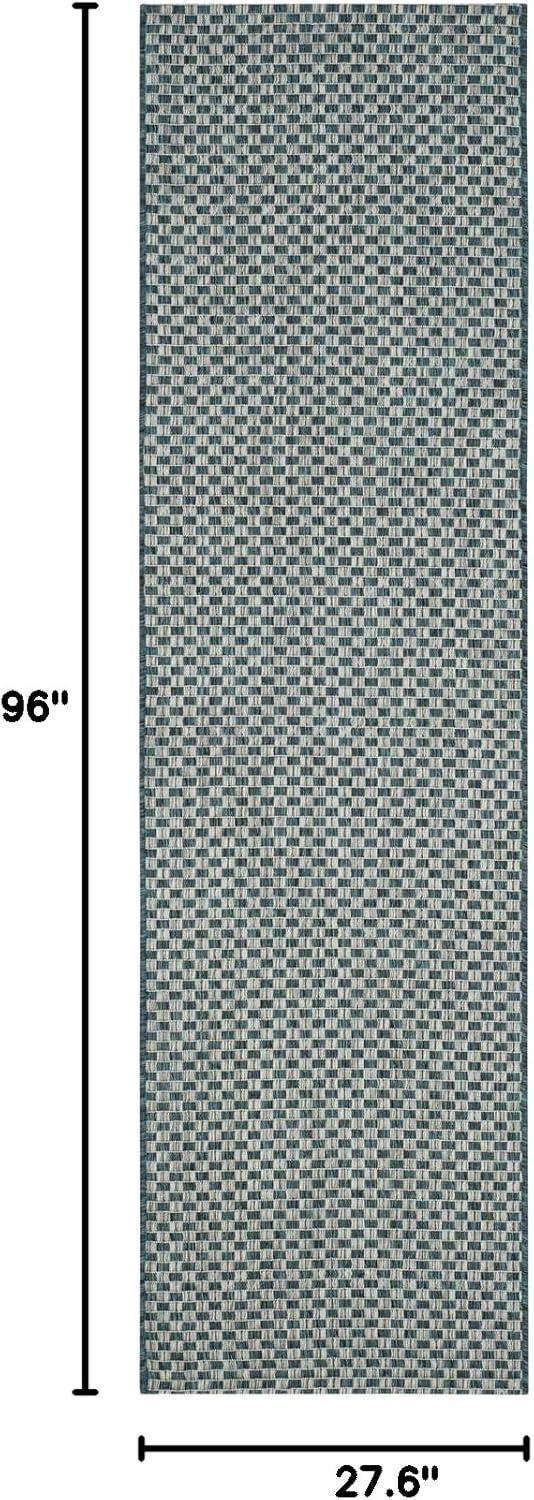 image:imageSAFAVIEH Washable Rug Outdoor Courtyard Collection 8 x 10 Light Blue amp Light Grey NonShedding amp Easy Cleaning Ideal for Patio Backyard Mudroom DIning Space CY865337121TurquoiseLight Grey