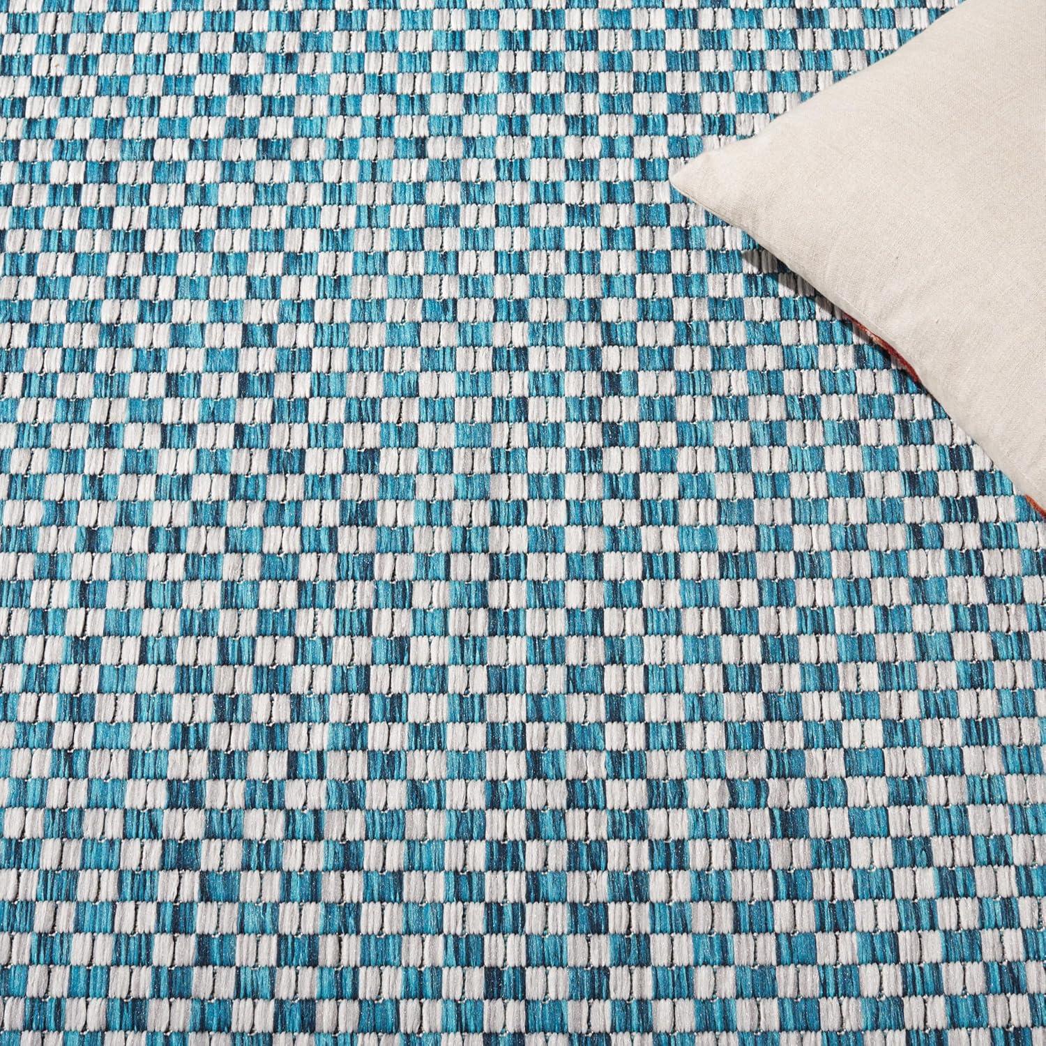 image:imageSAFAVIEH Washable Rug Outdoor Courtyard Collection 8 x 10 Light Blue amp Light Grey NonShedding amp Easy Cleaning Ideal for Patio Backyard Mudroom DIning Space CY865337121TurquoiseLight Grey