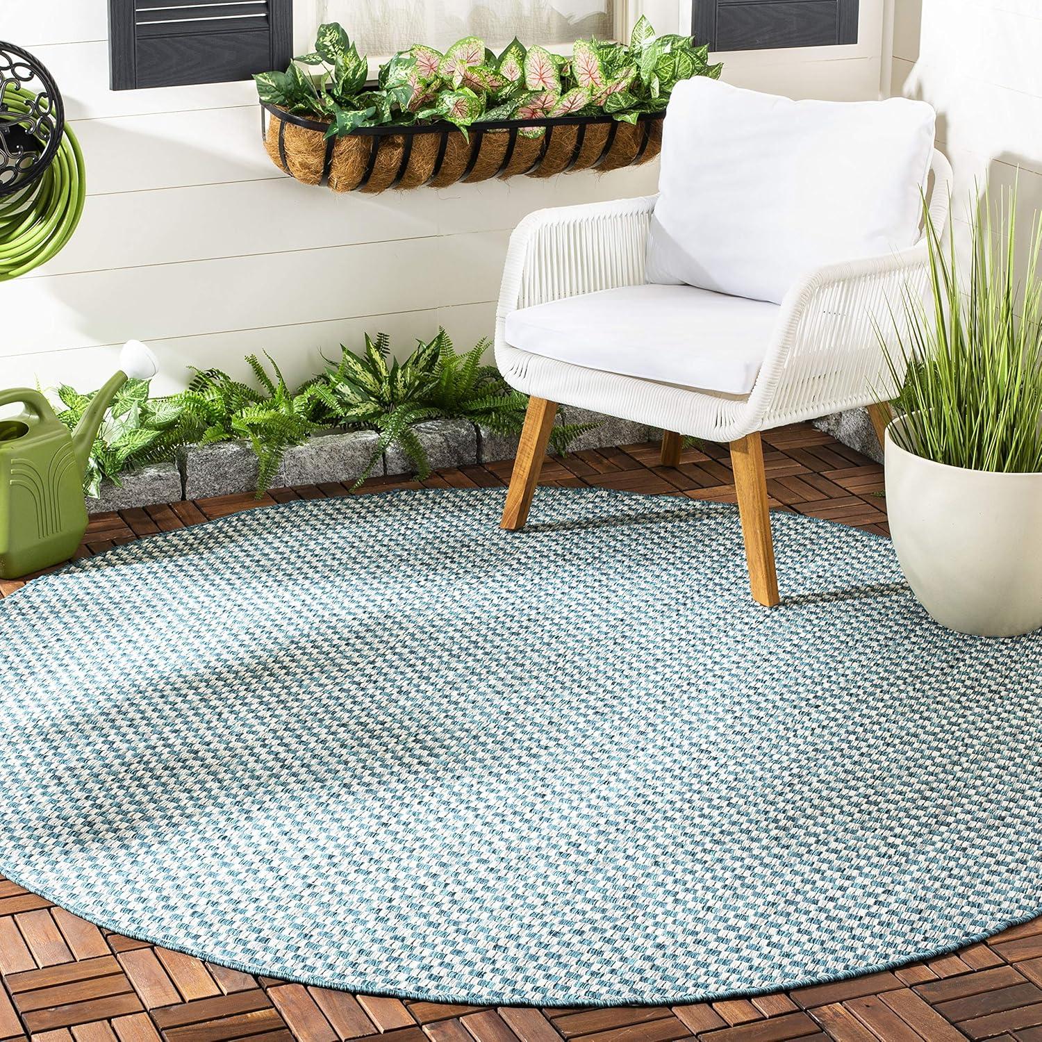 image:imageSAFAVIEH Washable Rug Outdoor Courtyard Collection 8 x 10 Light Blue amp Light Grey NonShedding amp Easy Cleaning Ideal for Patio Backyard Mudroom DIning Space CY865337121TurquoiseLight Grey