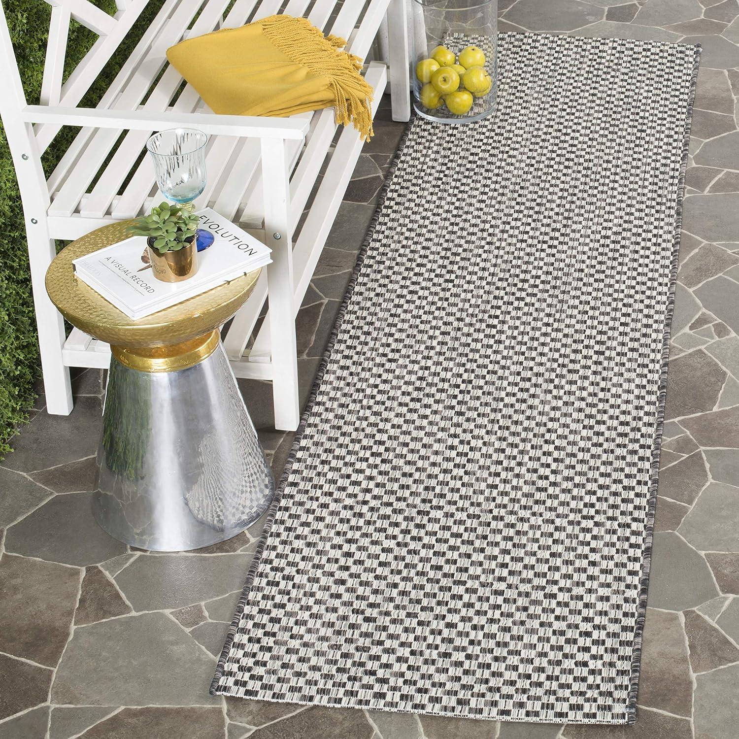 image:imageSAFAVIEH Washable Rug Outdoor Courtyard Collection 8 x 10 Light Blue amp Light Grey NonShedding amp Easy Cleaning Ideal for Patio Backyard Mudroom DIning Space CY865337121BlackLight Grey