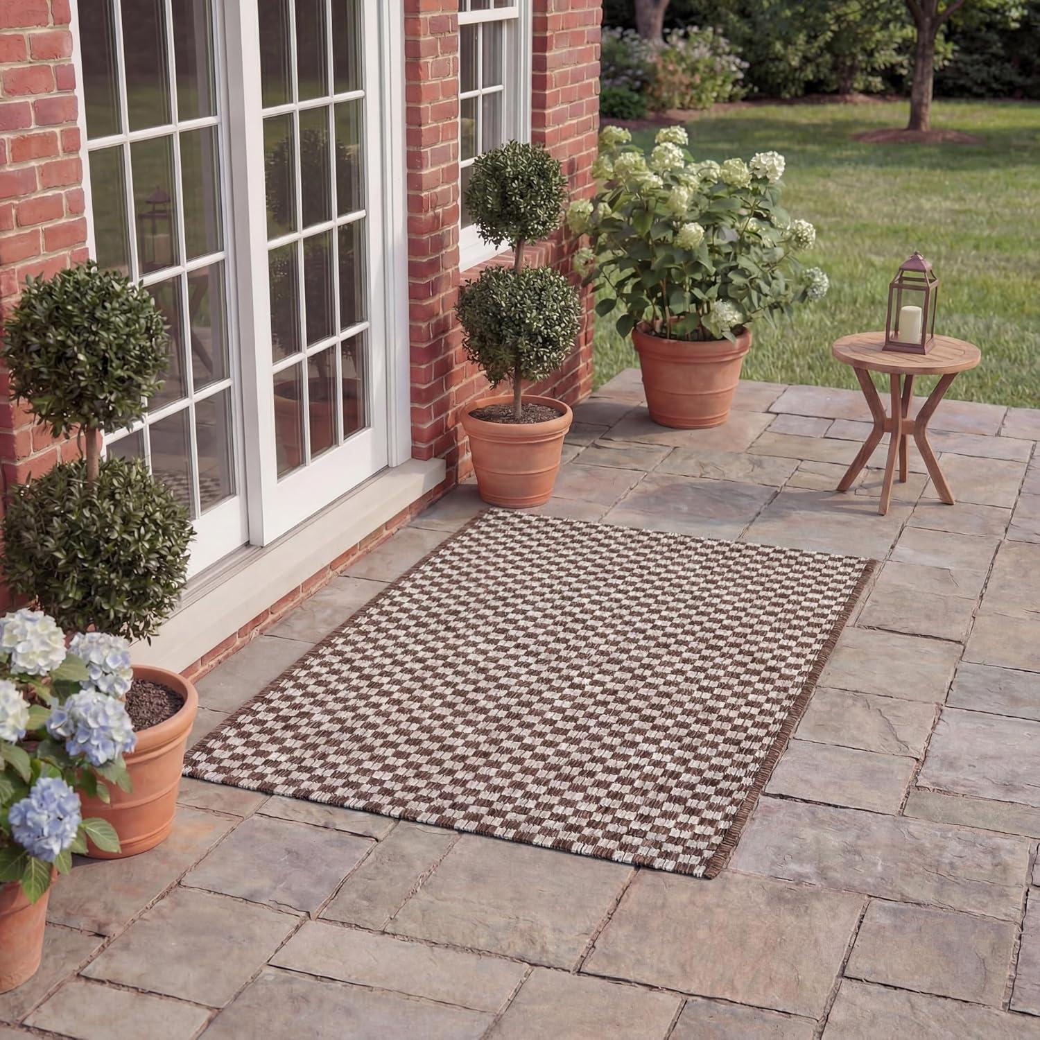 image:imageSAFAVIEH Washable Rug Outdoor Courtyard Collection 8 x 10 Light Blue amp Light Grey NonShedding amp Easy Cleaning Ideal for Patio Backyard Mudroom DIning Space CY865337121Light BrownLight Grey