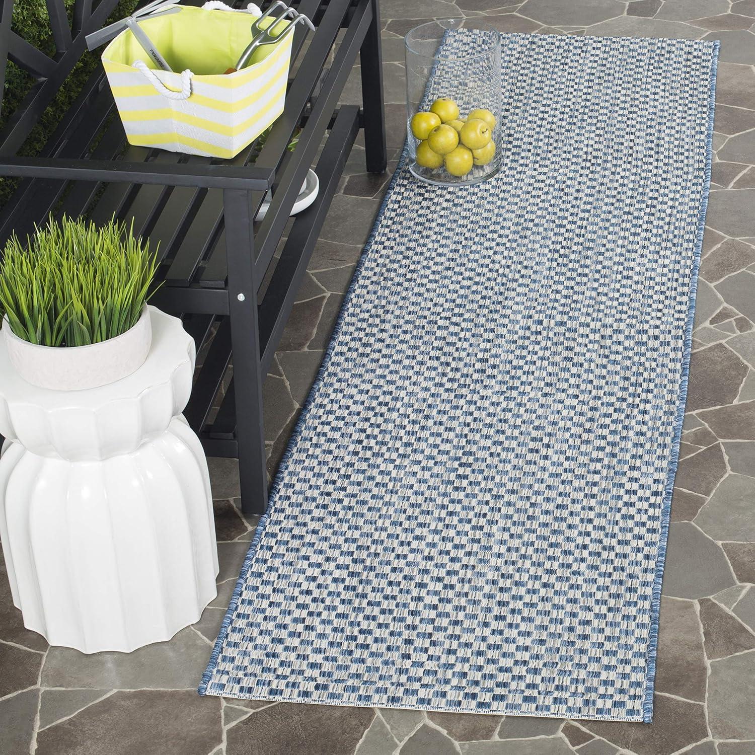 image:imageSAFAVIEH Washable Rug Outdoor Courtyard Collection 8 x 10 Light Blue amp Light Grey NonShedding amp Easy Cleaning Ideal for Patio Backyard Mudroom DIning Space CY865337121BlueLight Grey