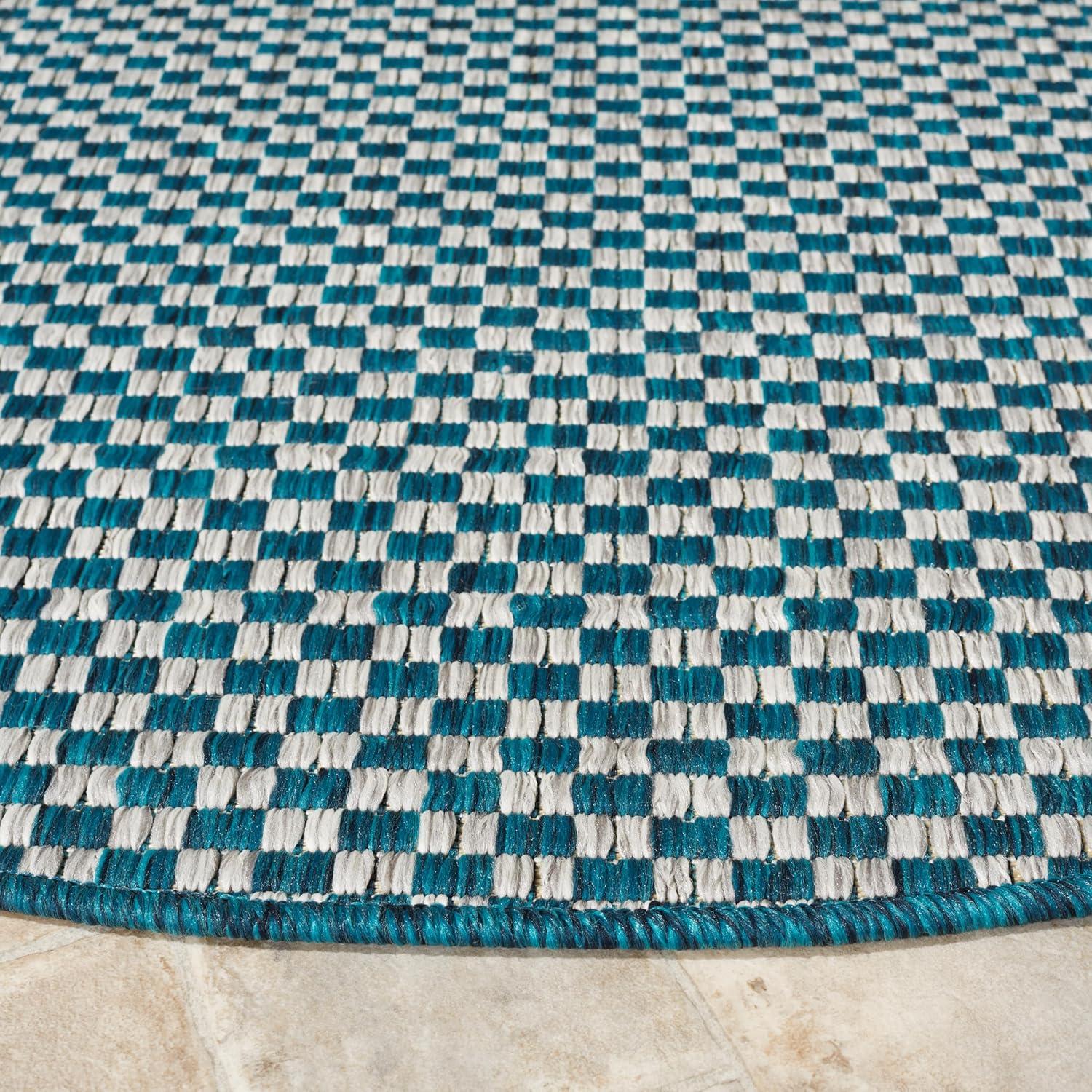 image:imageSAFAVIEH Washable Rug Outdoor Courtyard Collection 8 x 10 Light Blue amp Light Grey NonShedding amp Easy Cleaning Ideal for Patio Backyard Mudroom DIning Space CY865337121TurquoiseLight Grey