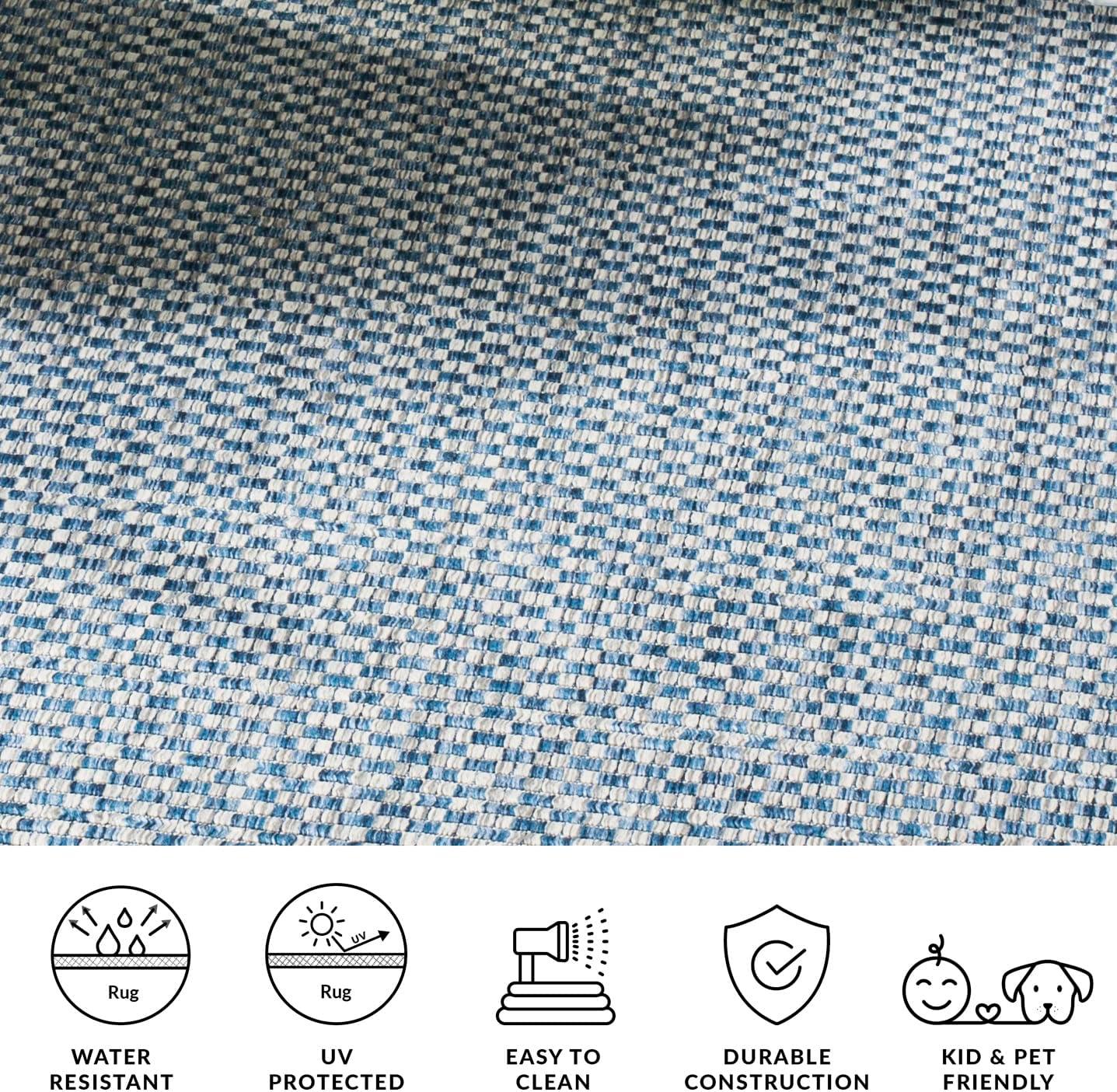 image:imageSAFAVIEH Washable Rug Outdoor Courtyard Collection 8 x 10 Light Blue amp Light Grey NonShedding amp Easy Cleaning Ideal for Patio Backyard Mudroom DIning Space CY865337121BlueLight Grey