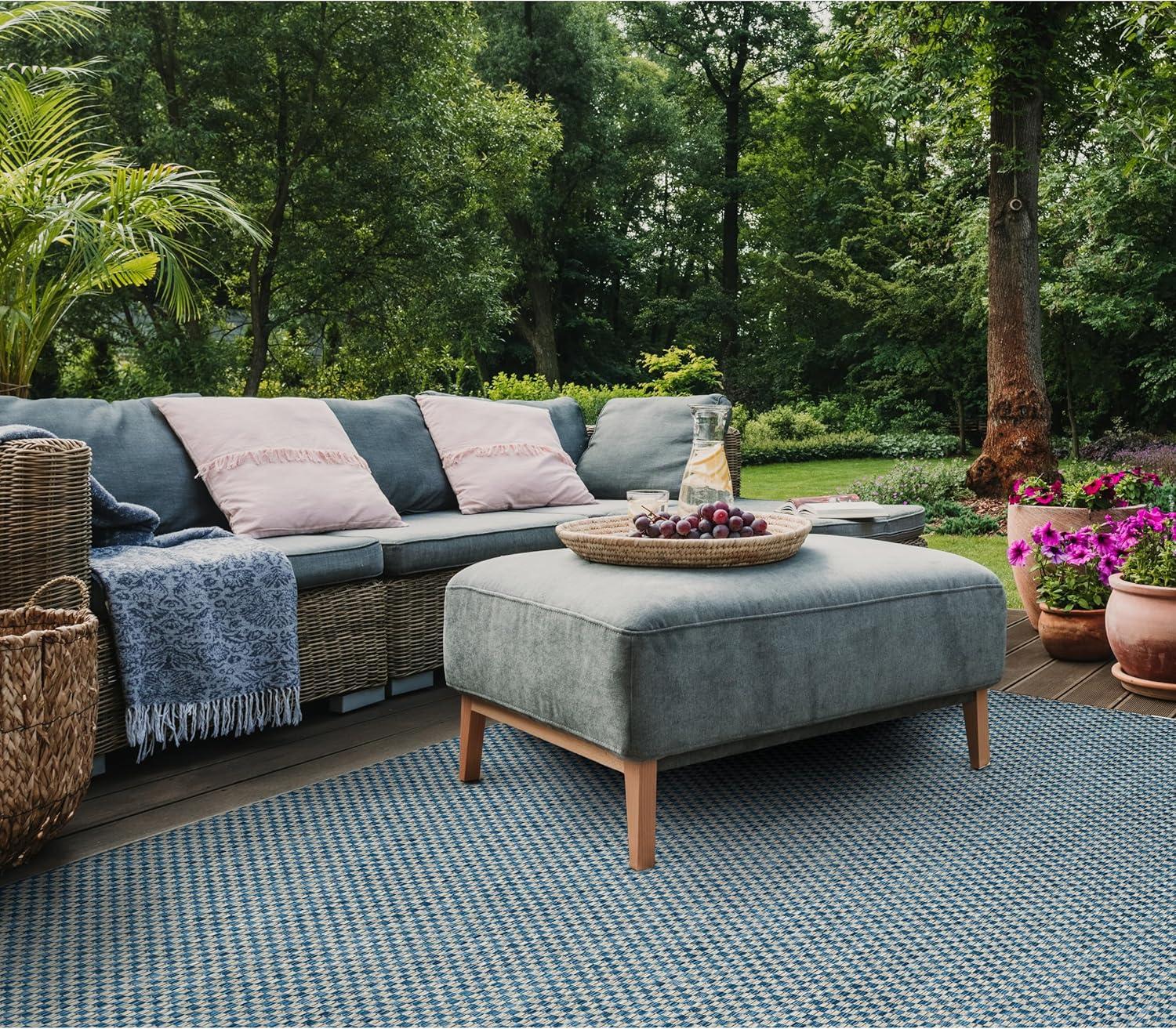 image:imageSAFAVIEH Washable Rug Outdoor Courtyard Collection 8 x 10 Light Blue amp Light Grey NonShedding amp Easy Cleaning Ideal for Patio Backyard Mudroom DIning Space CY865337121BlueLight Grey