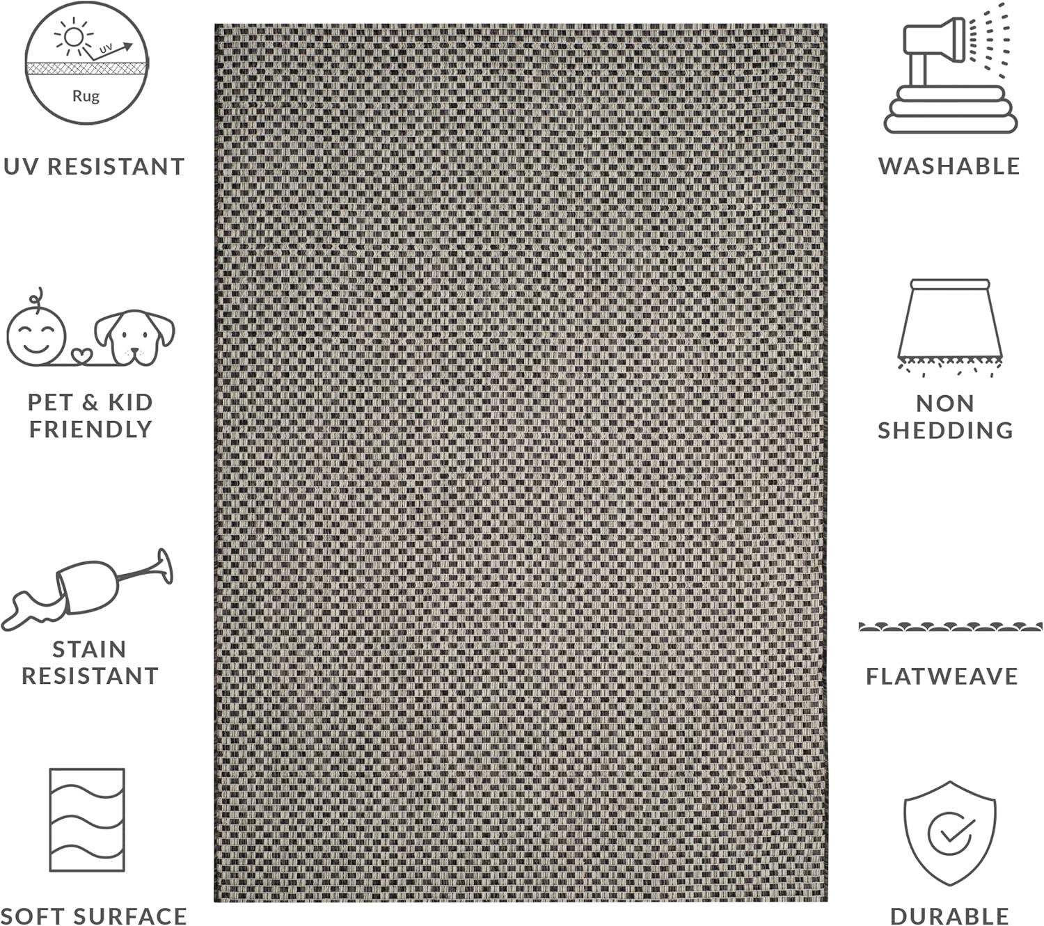 image:imageSAFAVIEH Washable Rug Outdoor Courtyard Collection 8 x 10 Light Blue amp Light Grey NonShedding amp Easy Cleaning Ideal for Patio Backyard Mudroom DIning Space CY865337121BlackLight Grey