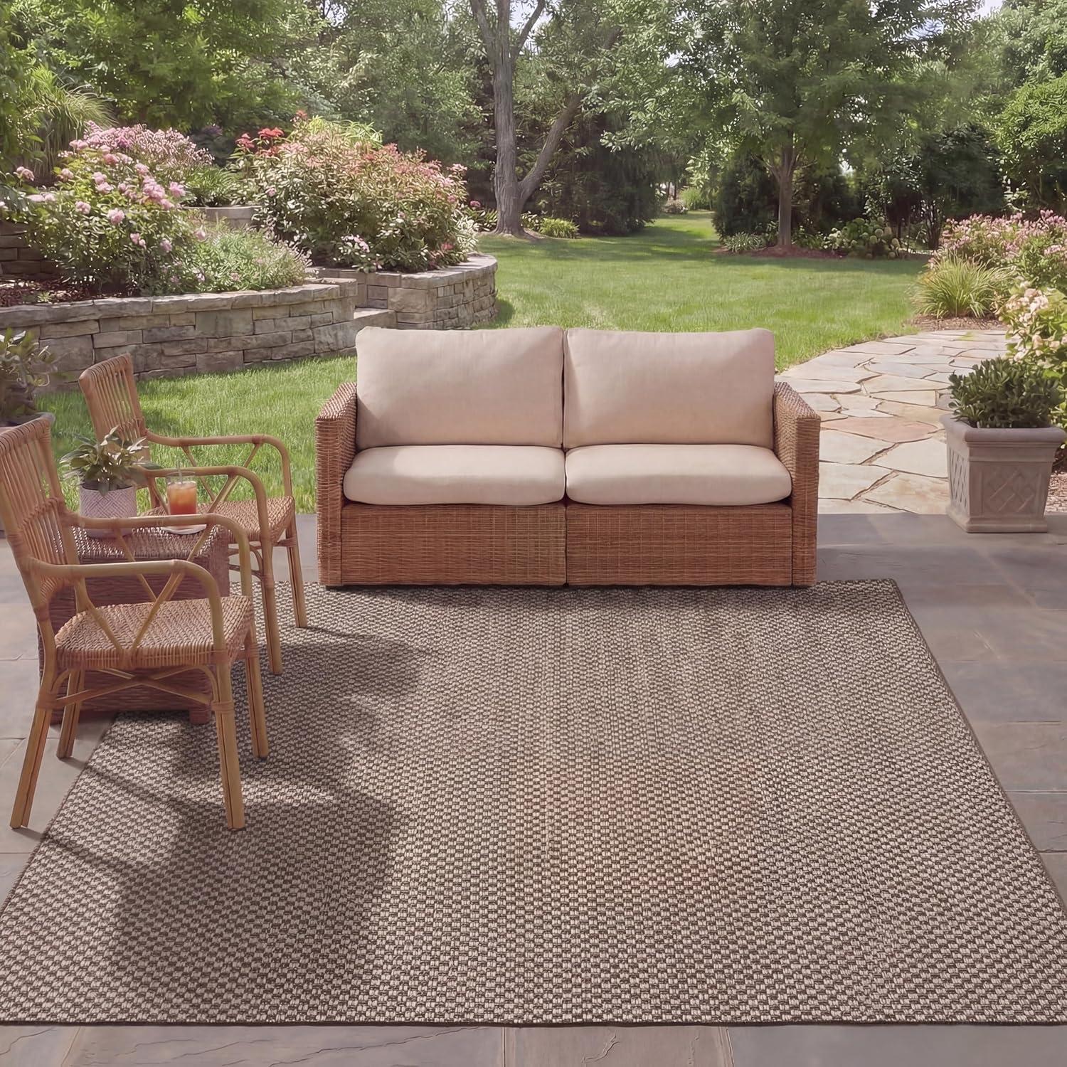 image:imageSAFAVIEH Washable Rug Outdoor Courtyard Collection 8 x 10 Light Blue amp Light Grey NonShedding amp Easy Cleaning Ideal for Patio Backyard Mudroom DIning Space CY865337121Light BrownLight Grey