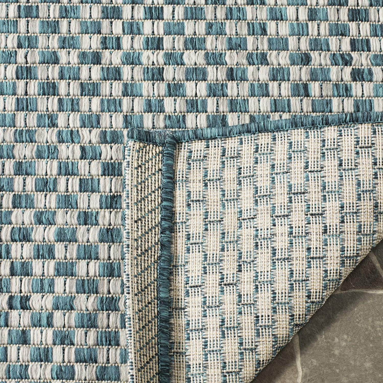 image:imageSAFAVIEH Washable Rug Outdoor Courtyard Collection 8 x 10 Light Blue amp Light Grey NonShedding amp Easy Cleaning Ideal for Patio Backyard Mudroom DIning Space CY865337121TurquoiseLight Grey