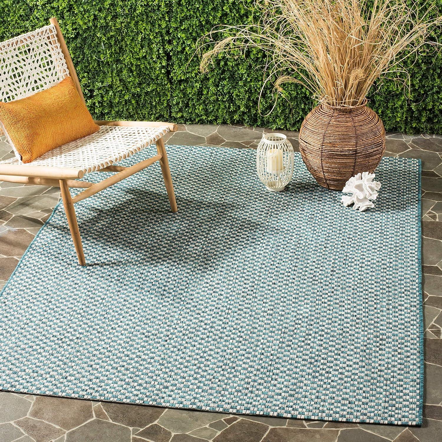 image:imageSAFAVIEH Washable Rug Outdoor Courtyard Collection 8 x 10 Light Blue amp Light Grey NonShedding amp Easy Cleaning Ideal for Patio Backyard Mudroom DIning Space CY865337121BlackLight Grey