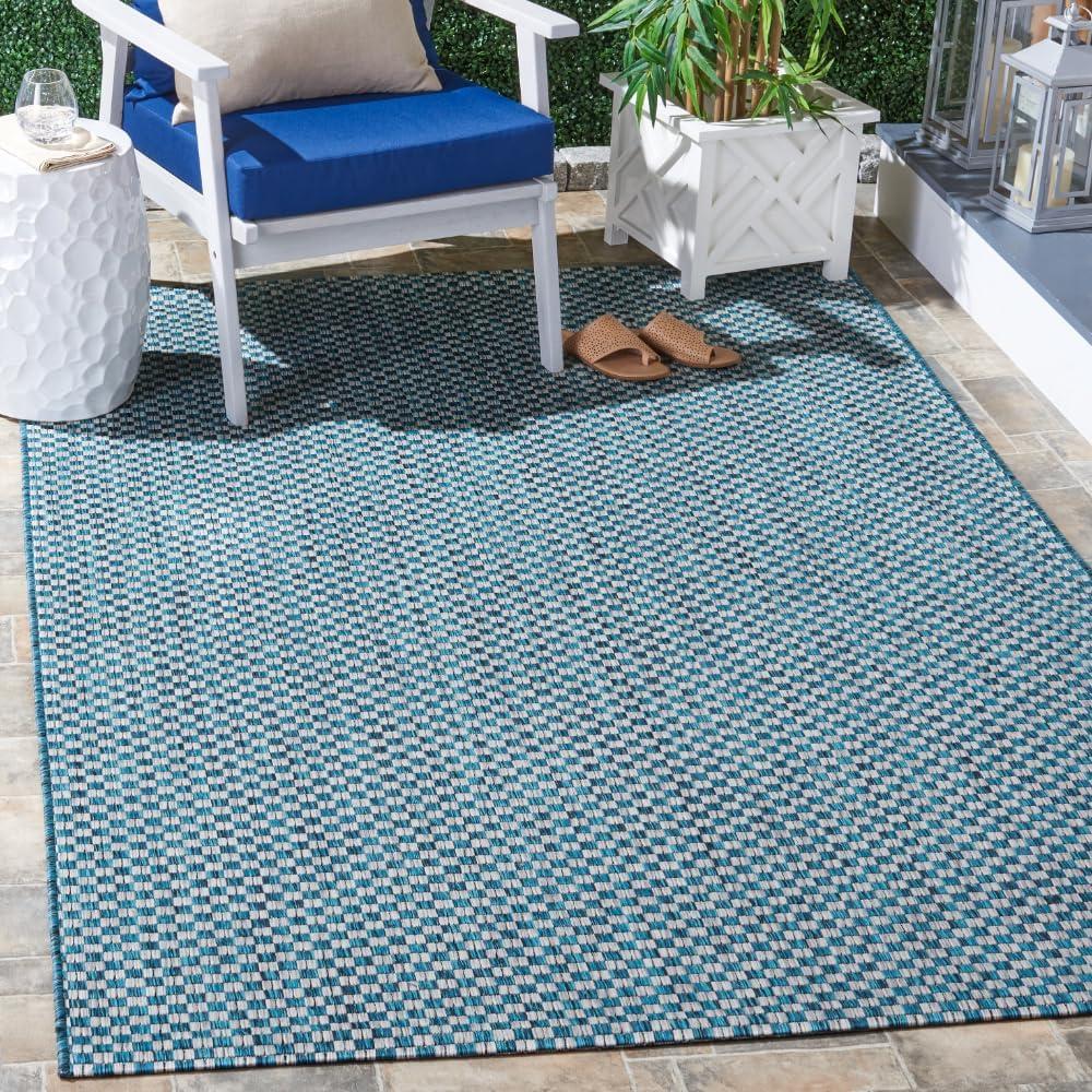 image:imageSAFAVIEH Washable Rug Outdoor Courtyard Collection 8 x 10 Light Blue amp Light Grey NonShedding amp Easy Cleaning Ideal for Patio Backyard Mudroom DIning Space CY865337121TurquoiseLight Grey