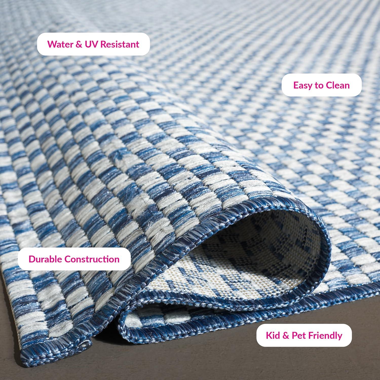 image:imageSAFAVIEH Washable Rug Outdoor Courtyard Collection 8 x 10 Light Blue amp Light Grey NonShedding amp Easy Cleaning Ideal for Patio Backyard Mudroom DIning Space CY865337121BlueLight Grey