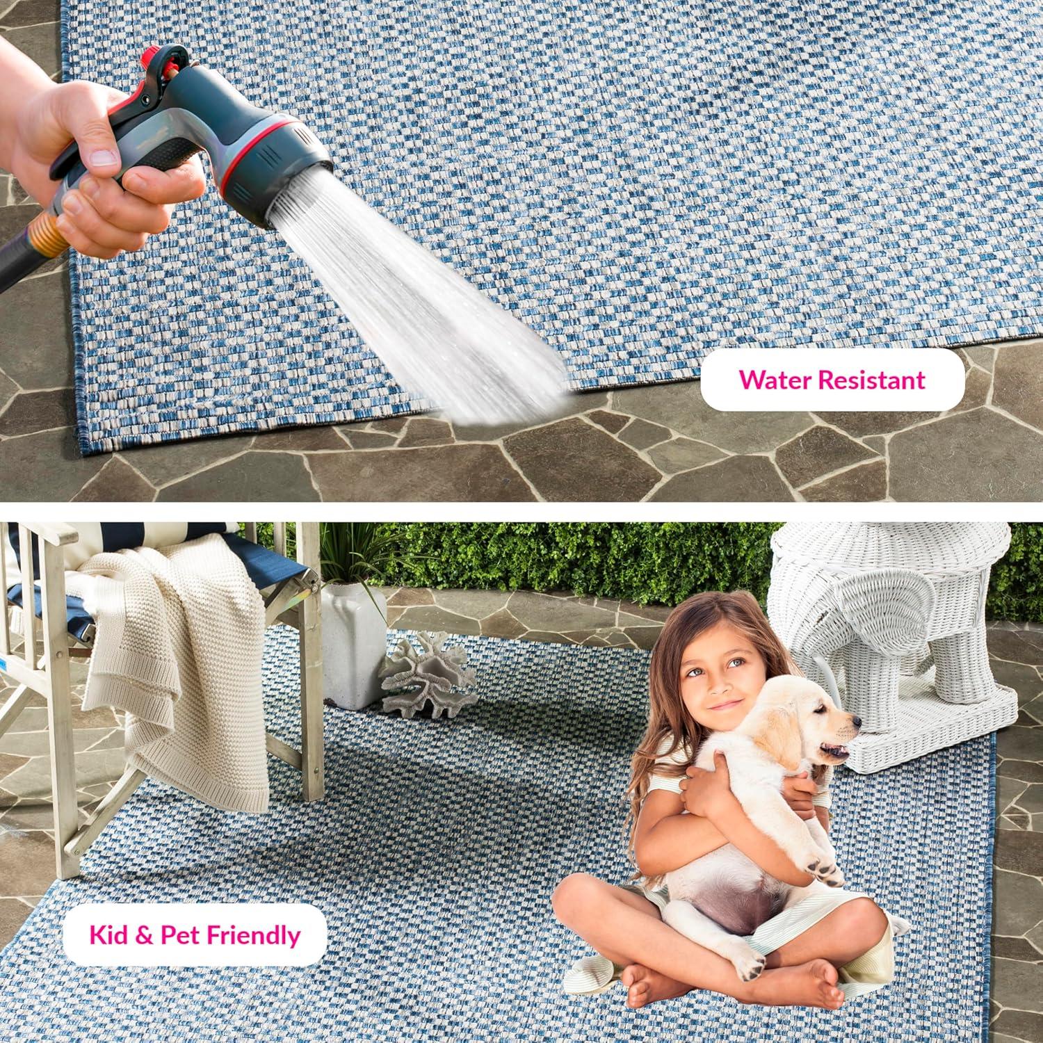 image:imageSAFAVIEH Washable Rug Outdoor Courtyard Collection 8 x 10 Light Blue amp Light Grey NonShedding amp Easy Cleaning Ideal for Patio Backyard Mudroom DIning Space CY865337121BlueLight Grey